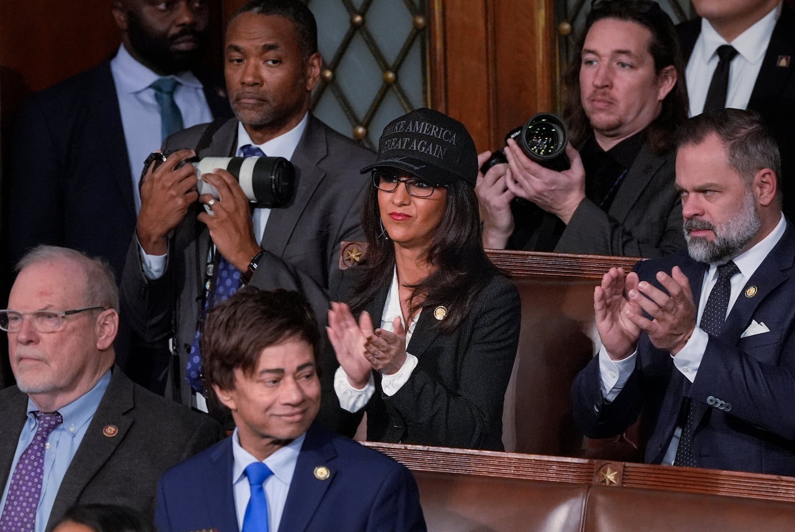 Rep. Lauren Boebert, R-Colo., applauds during a joint session of Congress to confirm the Electoral College votes, affirming President-elect Donald Trump's victory in the presidential election, Monday, Jan. 6, 2025, at the U.S. Capitol in Washington. (AP Photo/J. Scott Applewhite)