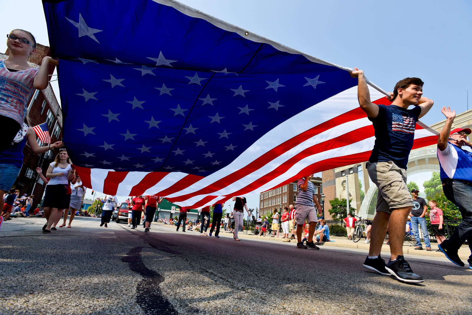 Parades and fireworks shows will be around Butler County this coming holiday week. Pictured is a group from Grace Baptist Church in the 2015 Middletown Fourth of July. NICK GRAHAM/FILE