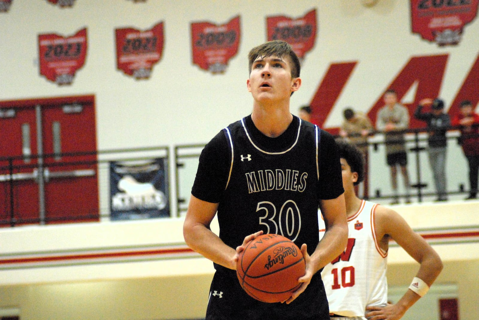 Middletown's Isaac Stamper eyes the rim during a free throw attempt against Lakota West on Friday night. Chris Vogt/CONTRIBUTED