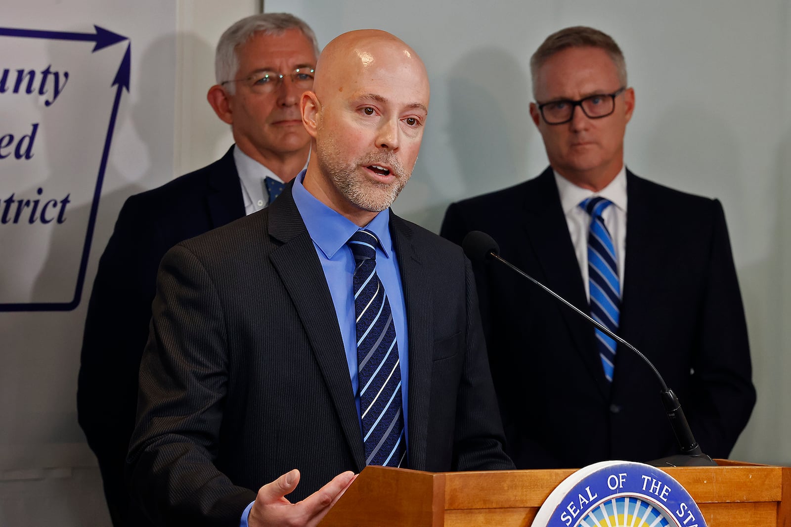 File - Chris Cook, the Clark County Health Commissioner, talks about a new Mobile Health Unit during a press conference Thursday, Sept. 26, 2024. BILL LACKEY/STAFF