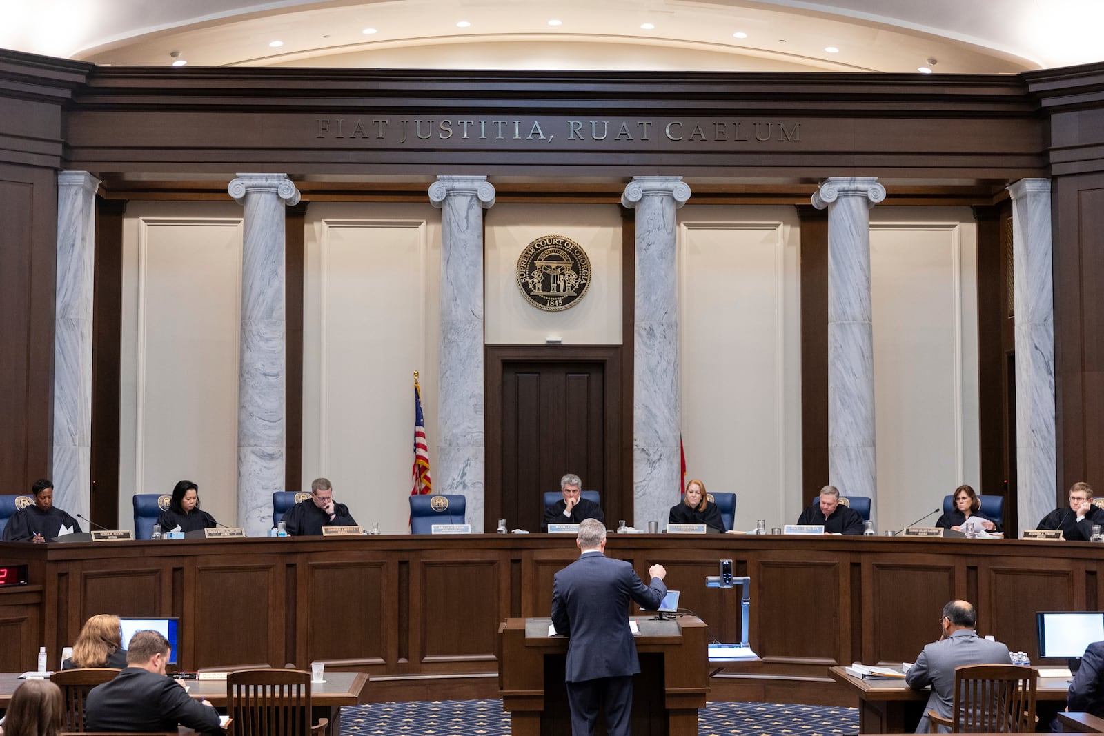 FILE -- The Supreme Court of Georgia hears oral arguments in Atlanta, Sept. 24, 2024. (Arvin Temkar/Atlanta Journal-Constitution via AP, File)