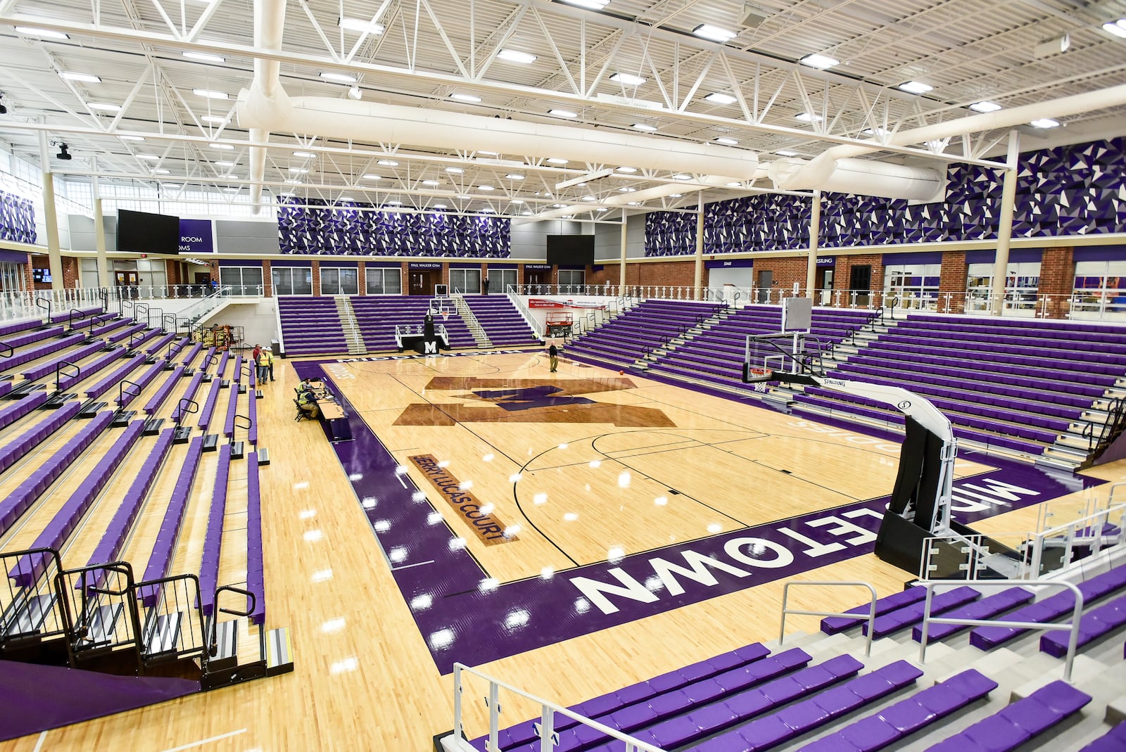 The new Jerry Lucas Court in Wade E. Miller Arena will host its first game Saturday, Dec. 9, at Middletown High School. The final game at the old Wade E. Miller Gymnasium is Friday. NICK GRAHAM/STAFF