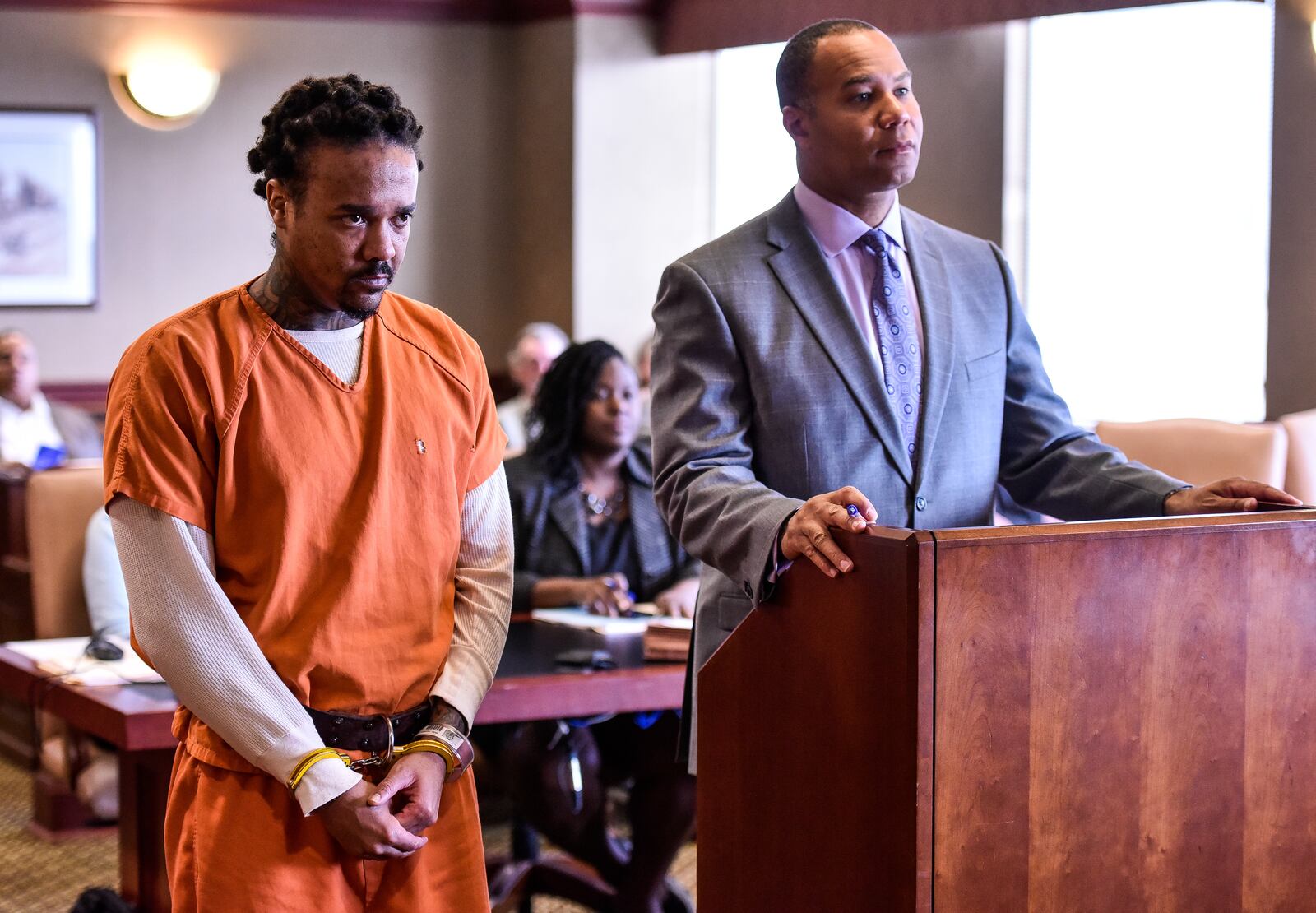 Donald Gazaway, the suspect from 30-hour stand off in Liberty Township, appears for a hearing with attorney Lawrence Hawkins III.