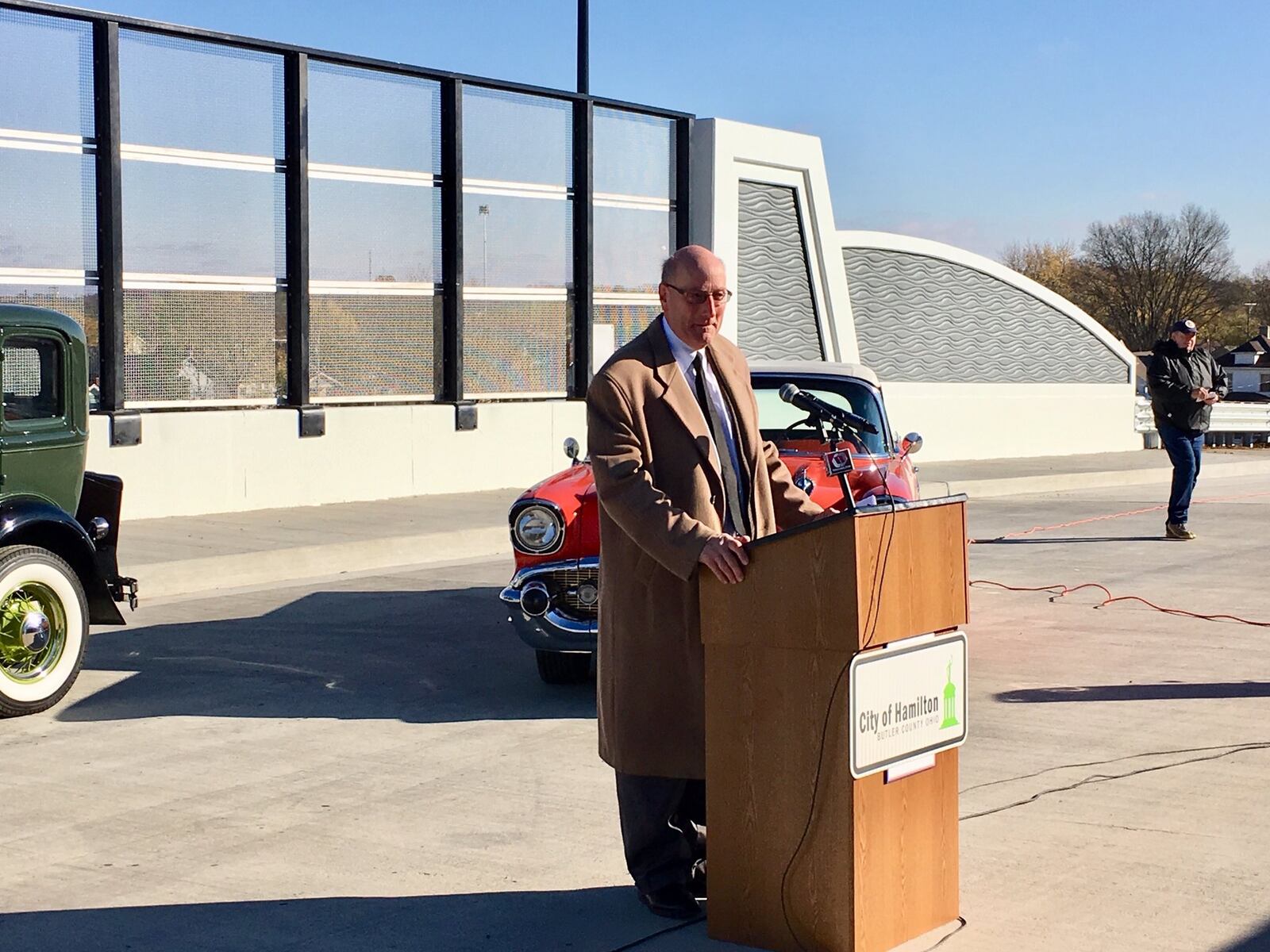 More than a century after plans were first proposed to deal with railroad tracks’ negative impact on traffic, the city of Hamilton Saturday dedicated the Jim Blount South Hamilton Crossing overpass. The five-lane overpass was touted by Hamilton Mayor Pat Moeller - and other local and state officials - as a “game-changer” for the city and the regional that will speed economic development and add to the quality of life in the Butler County city.