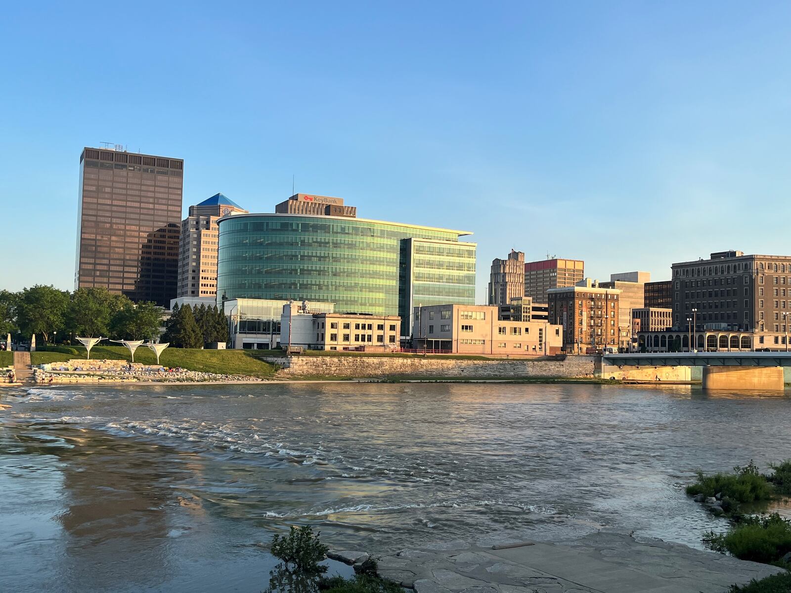 Downtown Dayton and the Great Miami River. CORNELIUS FROLIK / STAFF