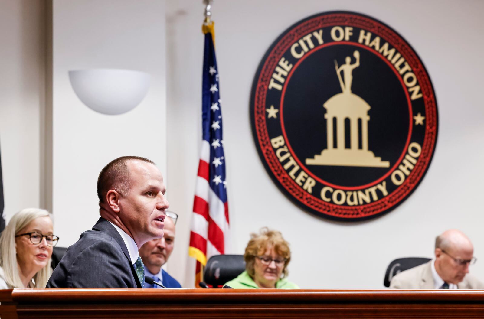 Hamilton City Manage Craig Bucheit talks during an April 2024 City Council meeting. NICK GRAHAM/FILE