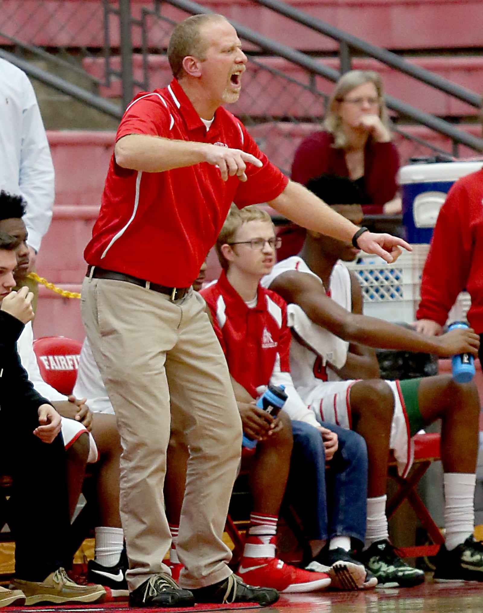 Fairfield coach Jeff Sims works the sideline during Tuesday night’s game against Colerain at Fairfield Arena. CONTRIBUTED PHOTO BY E.L. HUBBARD