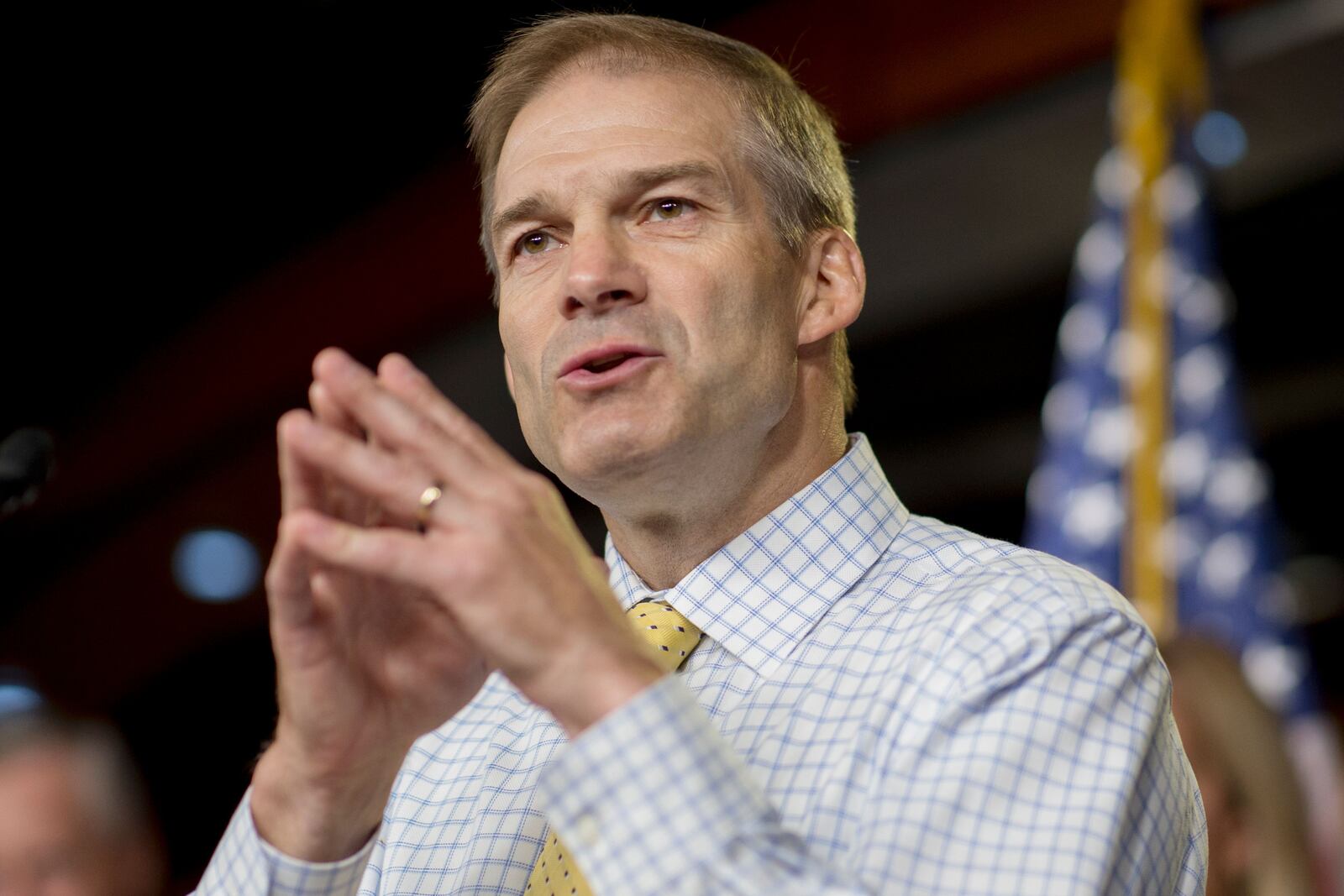 Rep. Jim Jordan, R-Ohio, speaks during a news conference on Capitol Hill in Washington, on Sept. 6, 2018.