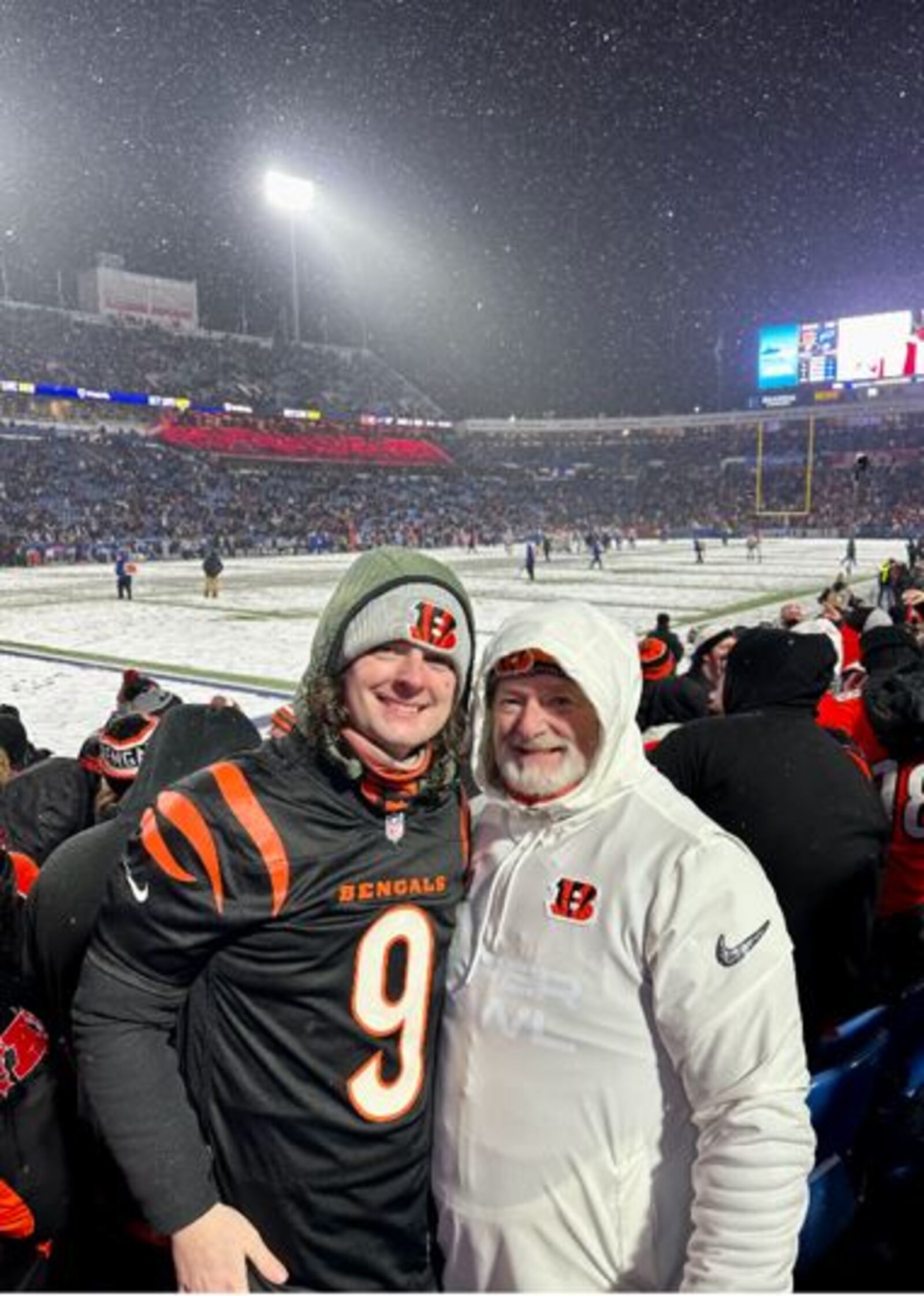 Jason Irick, assistant law director for the city of Springfield, and his father, Dave, attended the Bengals AFC Divisional game Jan. 22 in Buffalo, a 27-10 win. SUBMITTED PHOTO