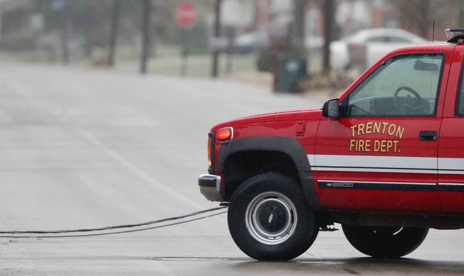 This is on West Aberdeen in Trenton, where the fire department was blocking the road for wires down from a falling tree branch.