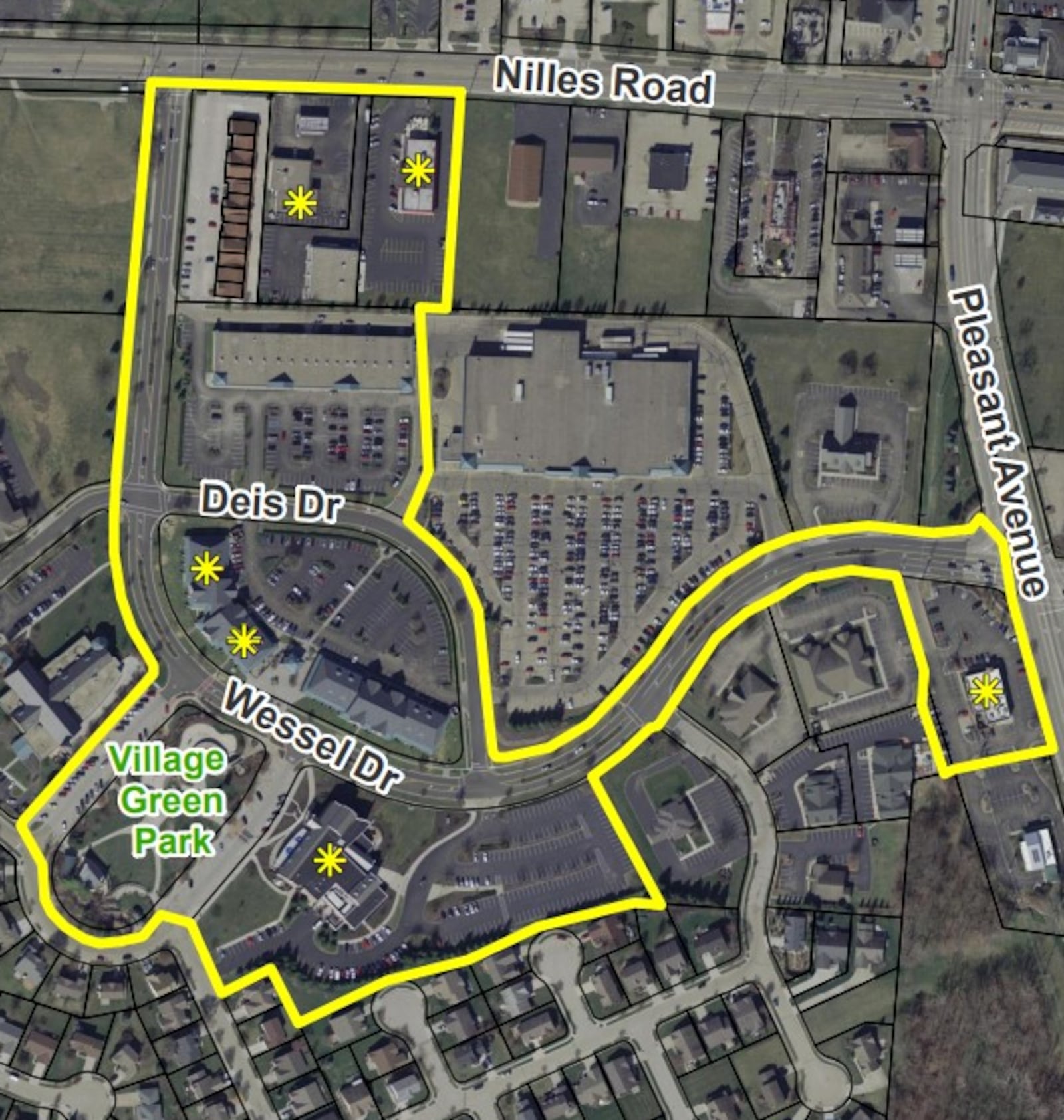 Pictured is the microscope-shaped nearly 27-acre designated outdoor refreshment area district in Fairfield's Town Center. The district will be in effect on July 11, but there will be a public rollout on July 14 at the bimonthly Groovin' on the Green concert series. PROVIDED