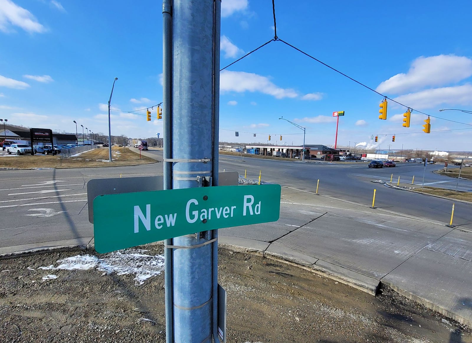 A man was shot and killed by Monroe Police Officers in that area of New Garver Road Friday night. NICK GRAHAM/STAFF