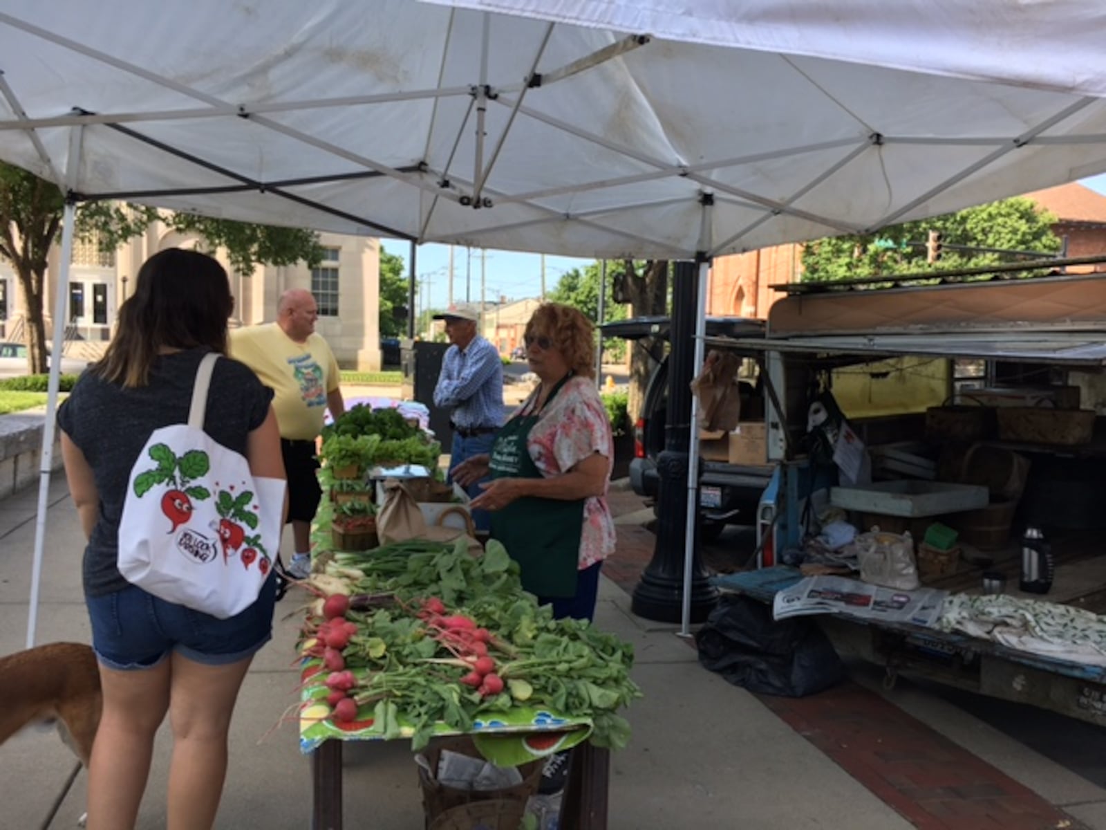 Plenty of fresh produce for sale Saturday at Hamilton’s Historic Farmer’s Market from Dittman’s Garden in Ross Twp. LAUREN PACK/Staff