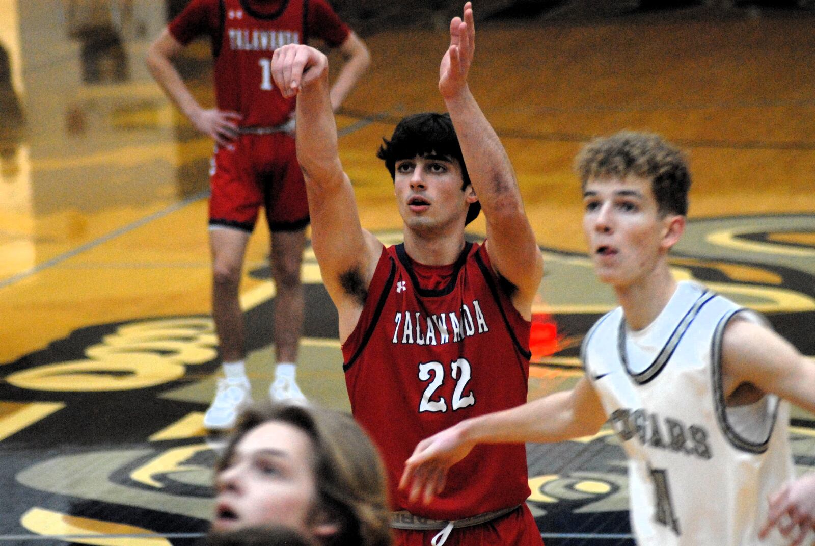 Talawanda's Cale Leitch (22) puts up a free throw against Edgewood on Tuesday night. Chris Vogt/CONTRIBUTED