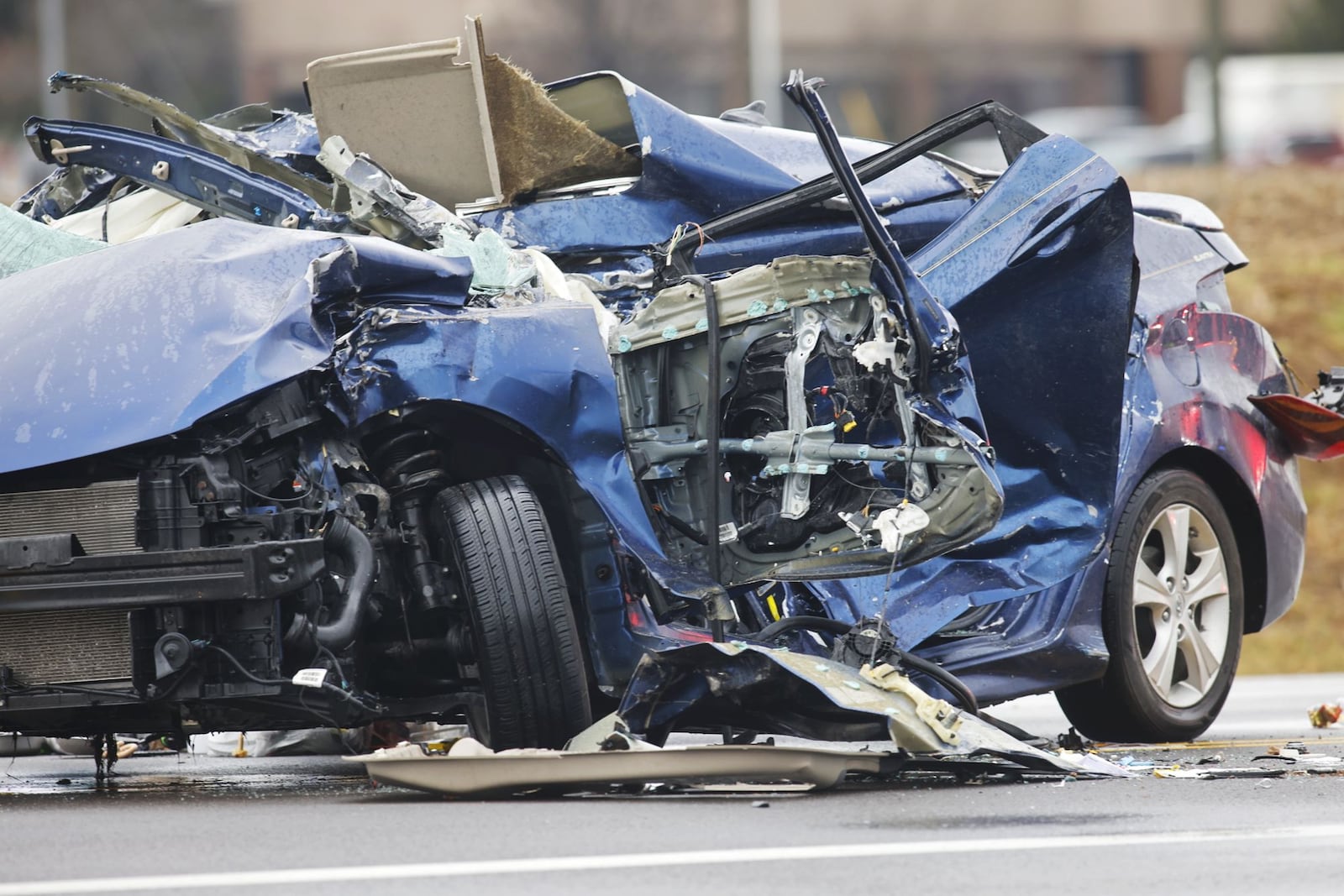 A crash involving a semi and a vehicle on eastbound Union Center Boulevard between Seward Road and Iwata Drive on Thursday morning, Feb. 16, 2023. NICK GRAHAM/STAFF