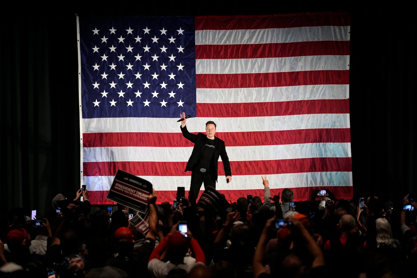 FILE - Elon Musk speaks as part of a campaign town hall in support of Republican presidential nominee former President Donald Trump in Folsom, Pa., Thursday, Oct. 17, 2024. (AP Photo/Matt Rourke, File)