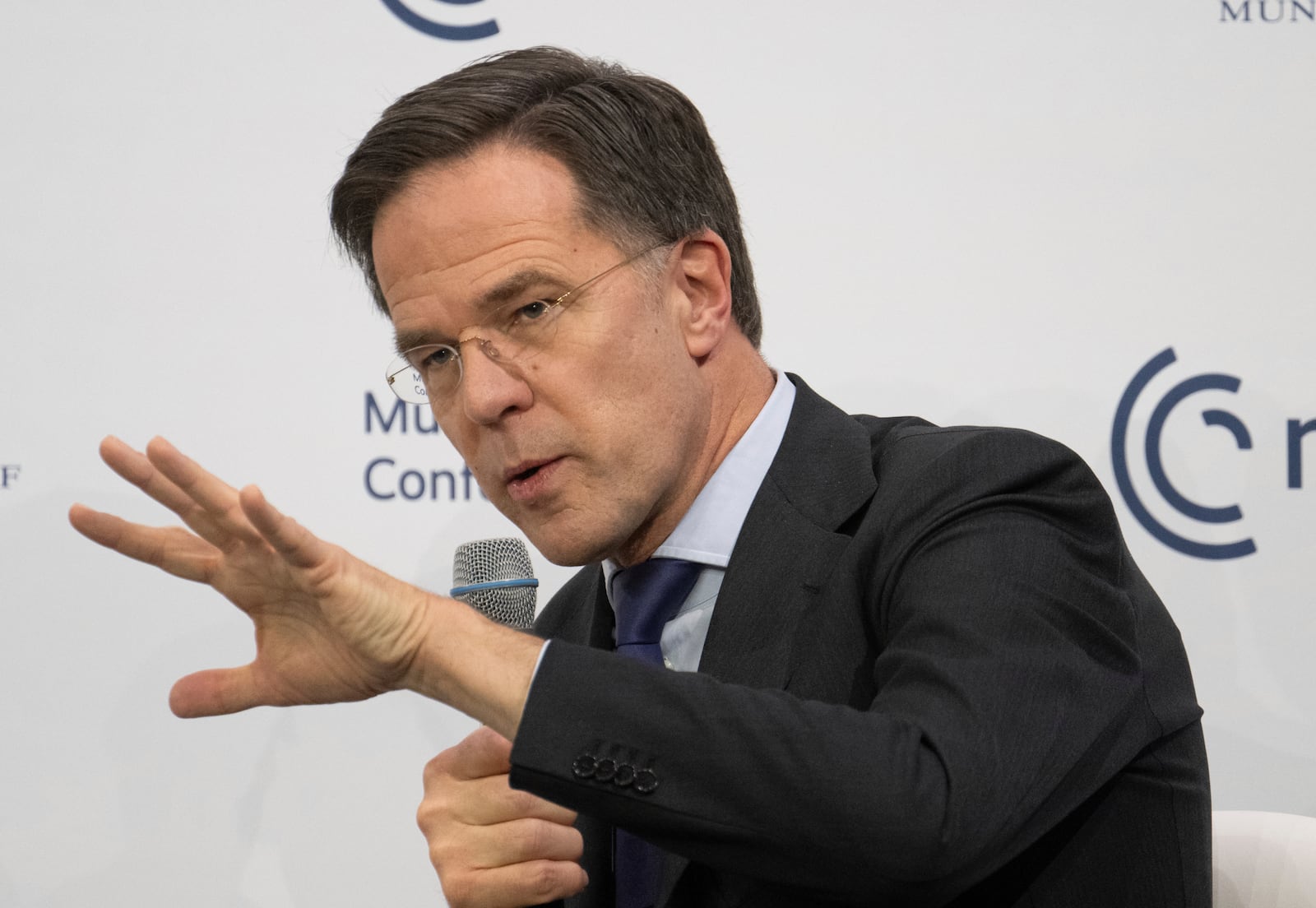 NATO Secretary General Mark Rutte speaks during the 61st Munich Security Conference (MSC), Germany, Saturday Feb. 15, 2025. (Boris Roessler/dpa via AP)