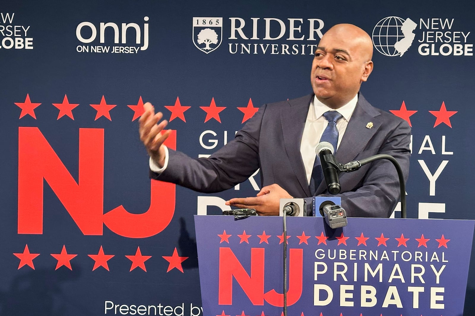 FILE - Newark Mayor Ras Baraka speaks after the Democratic gubernatorial debate at Rider University in Lawrenceville, New Jersey on Feb. 2, 2025. (AP photo/Mike Catalini, File)