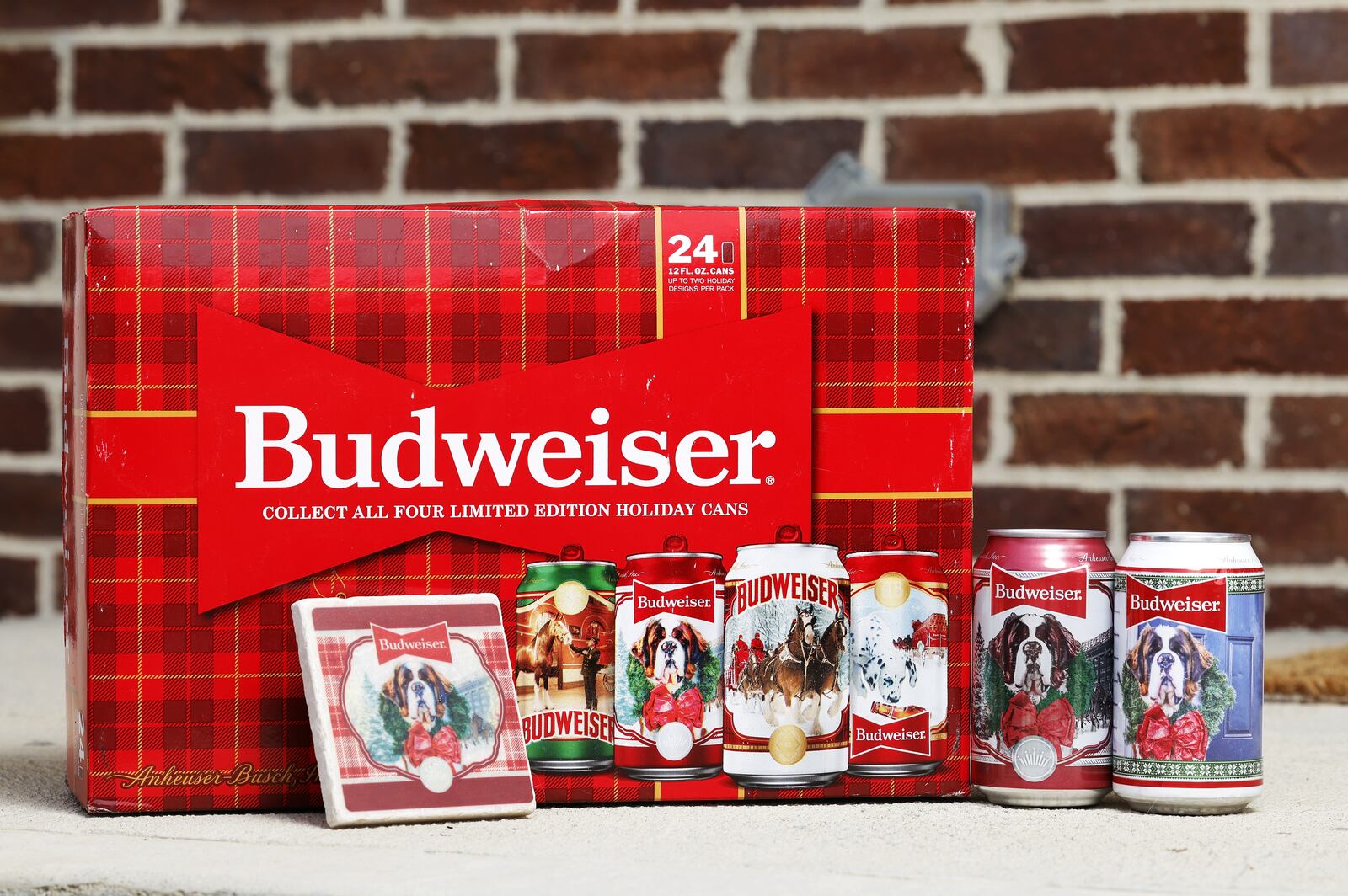 Wilson, 2-year-old St. Bernard from Liberty Township, has been selected to be featured on Budweiser holiday cans and packaging for the 2021 season. Wilson's owner, Kelsey Dempsey, runs an Instagram page for her dogs and used a hashtag to enter the contest and was ultimately chosen out of over 100,000 entries. NICK GRAHAM / STAFF