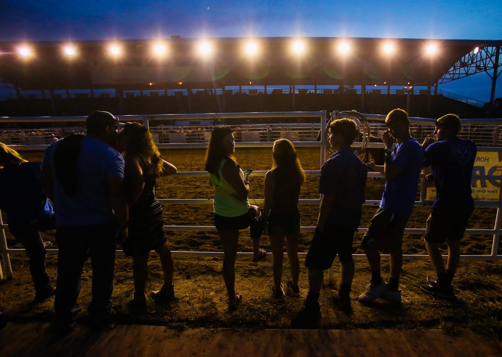 Fans watch the Rolling Stone Rodeo at the 2017 Butler County Fair.  