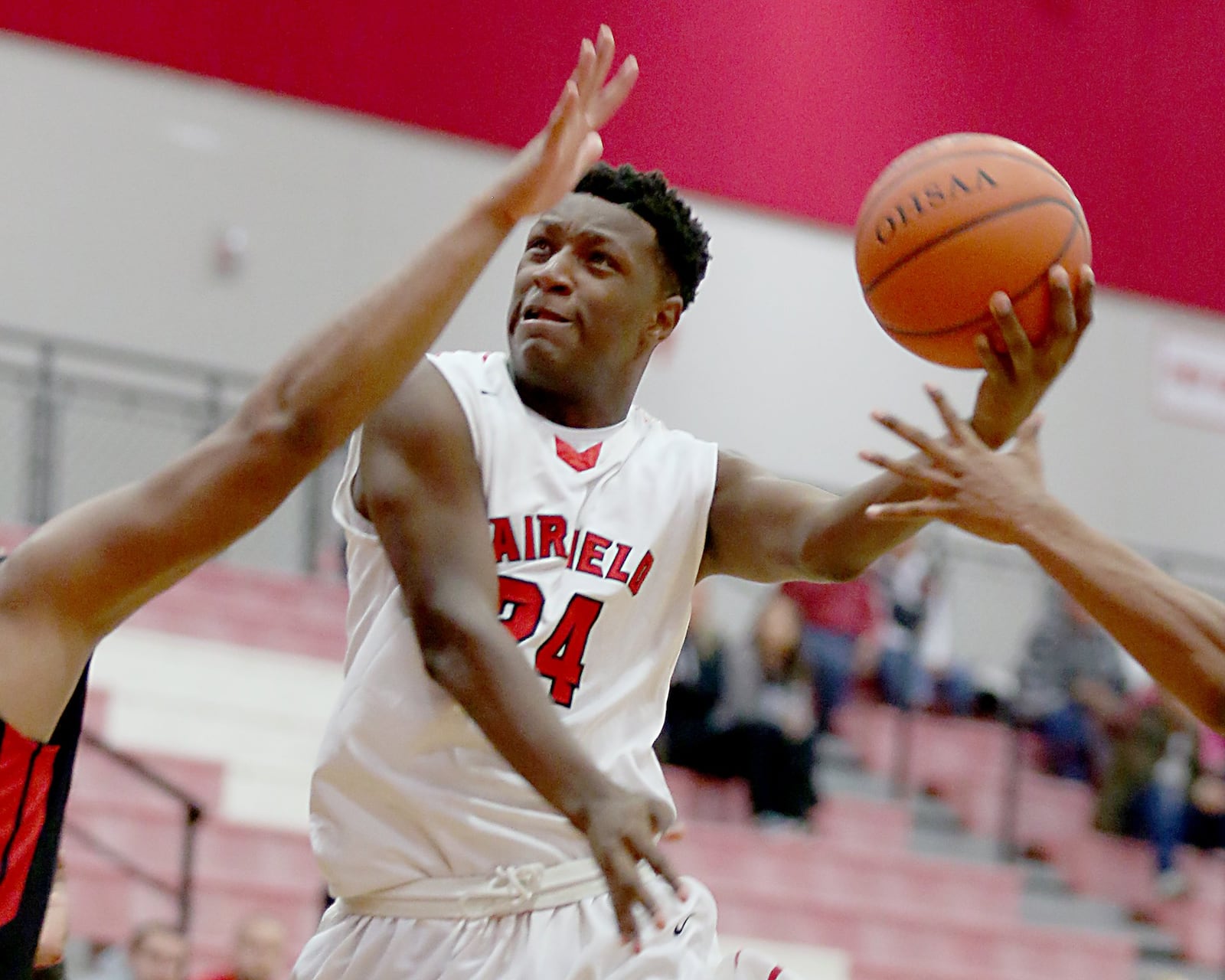 Fairfield forward Jeff Tyus looks to put up a shot in traffic Tuesday night against Colerain at Fairfield Arena. CONTRIBUTED PHOTO BY E.L. HUBBARD