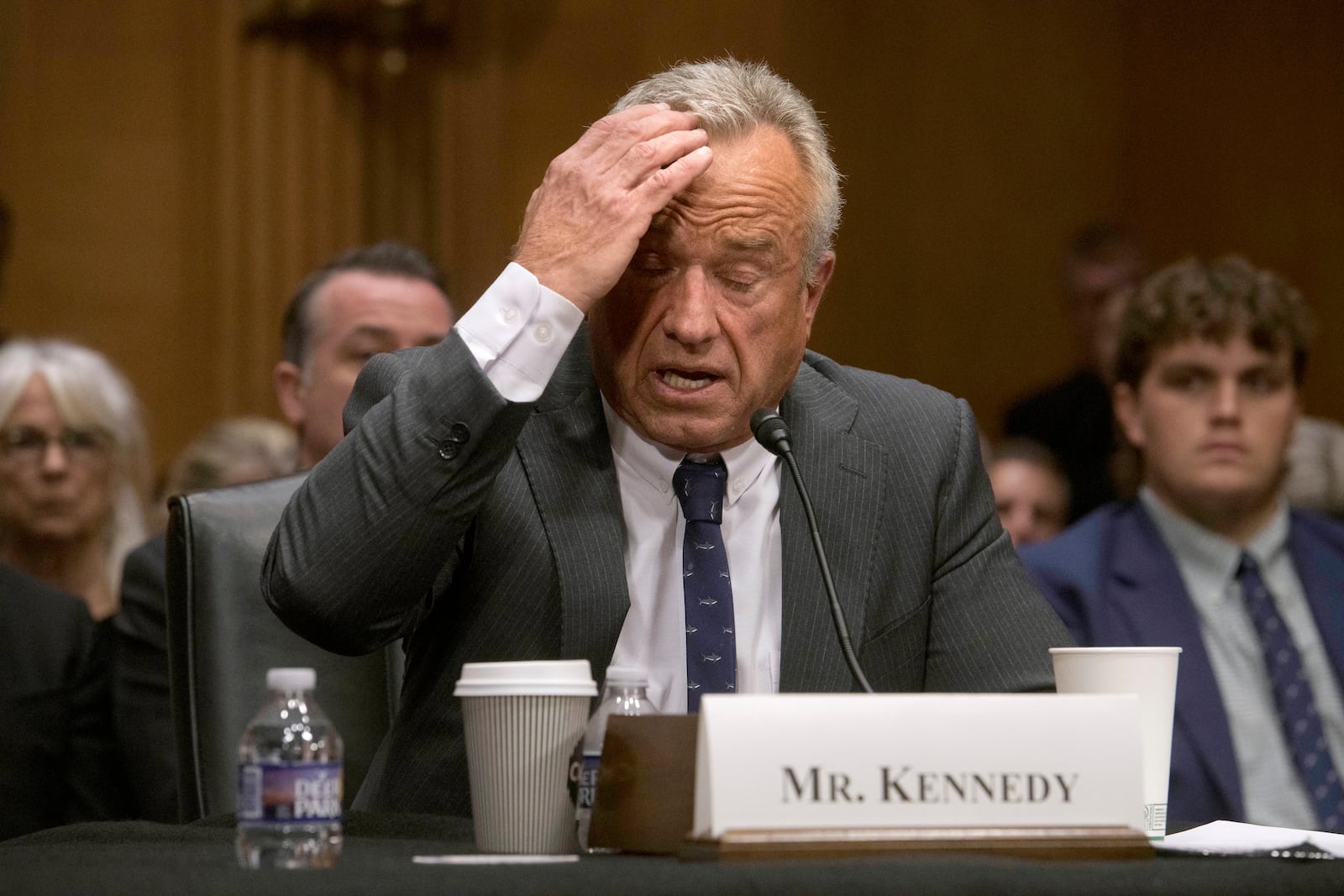 Robert F. Kennedy, Jr., President Trump's nominee to serve as Secretary of Health and Human Services, testifies during a Senate Committee on Health, Education, Labor and Pensions hearing for his pending confirmation on Capitol Hill, Thursday, Jan. 30, 2025, in Washington. (AP Photo/Rod Lamkey, Jr.)