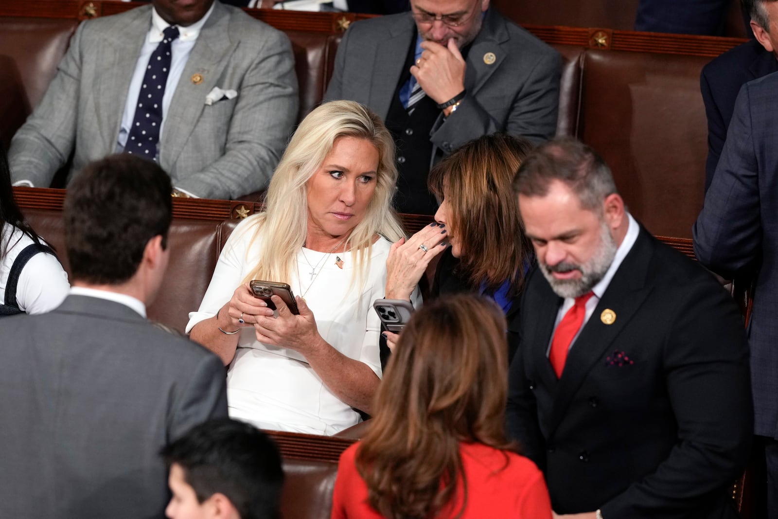 Rep. Marjorie Taylor Greene, R-Ga., seen as the House of Representatives convenes the 119th Congress with a slim Republican majority, at the Capitol in Washington, Friday, Jan. 3, 2025. (AP Photo/J. Scott Applewhite)