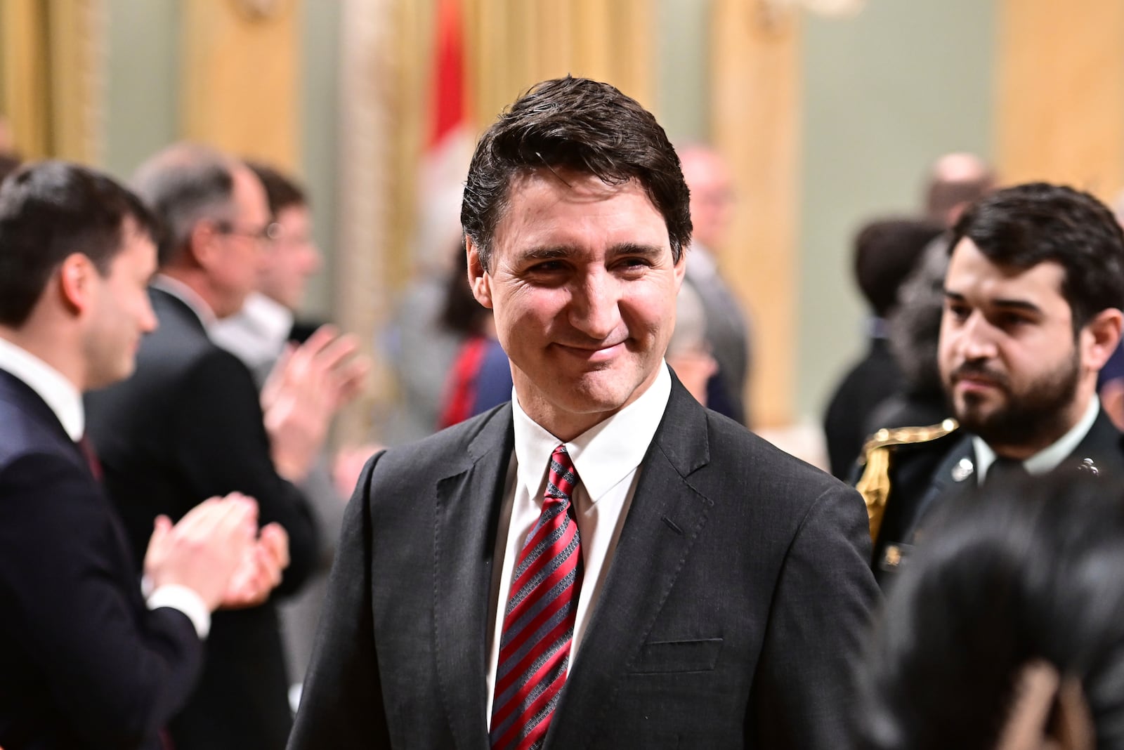 Prime Minister Justin Trudeau departs after a cabinet swearing-in ceremony at Rideau Hall in Ottawa, on Friday, Dec. 20, 2024. (Spencer Colby /The Canadian Press via AP)