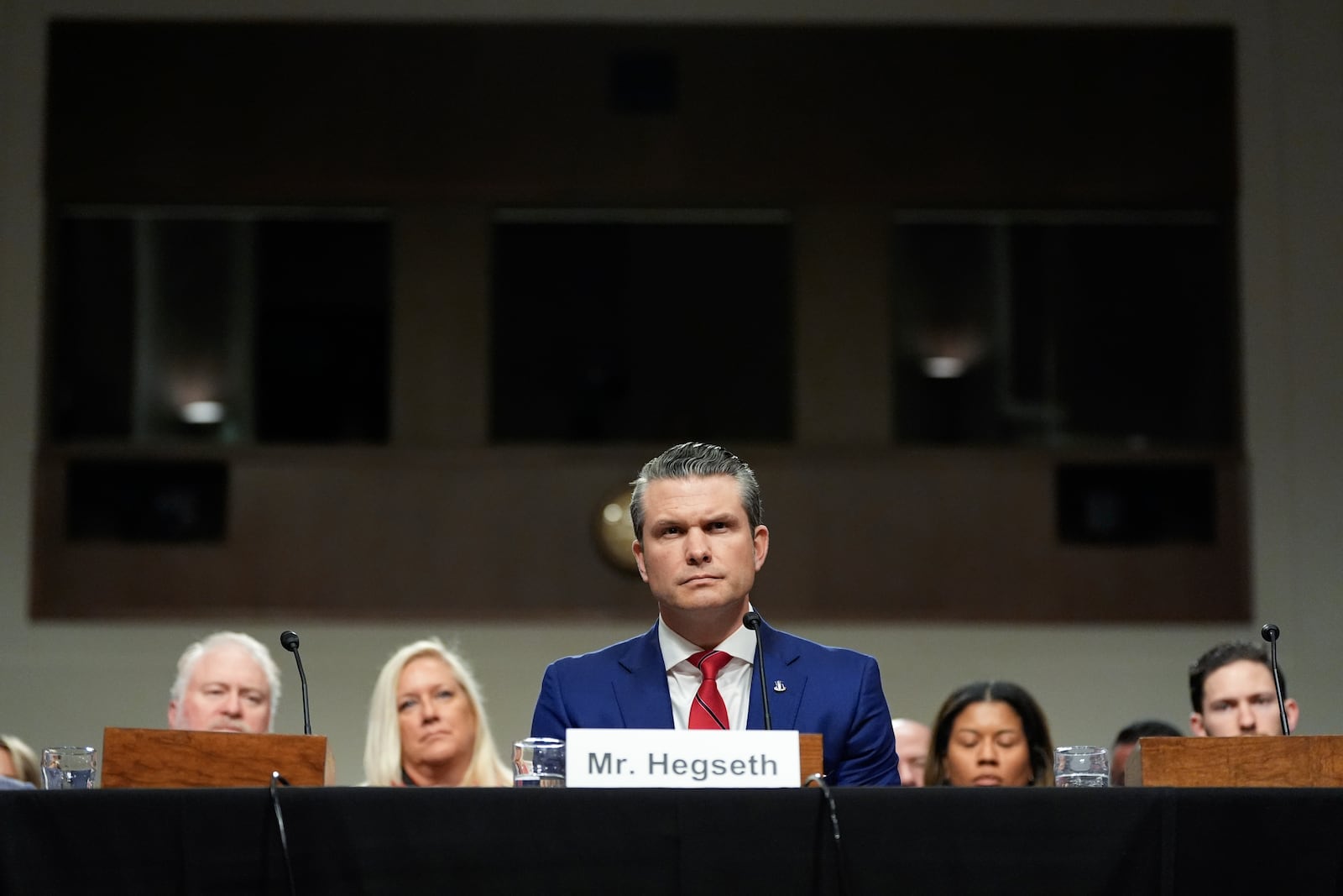 Pete Hegseth, President-elect Donald Trump's choice to be Defense secretary, appears before the Senate Armed Services Committee for his confirmation hearing, at the Capitol in Washington, Tuesday, Jan. 14, 2025. (AP Photo/Alex Brandon)