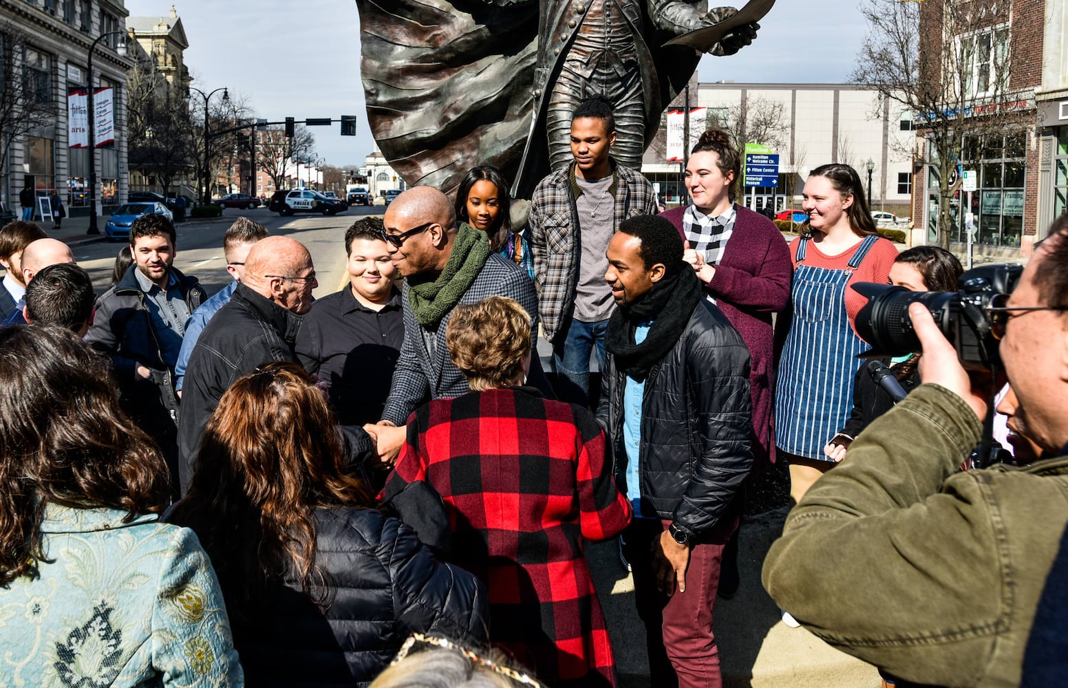 PHOTOS: Downtown Hamilton celebrates ‘Hamilton’ musical actors’ visit to Alexander Hamilton statue