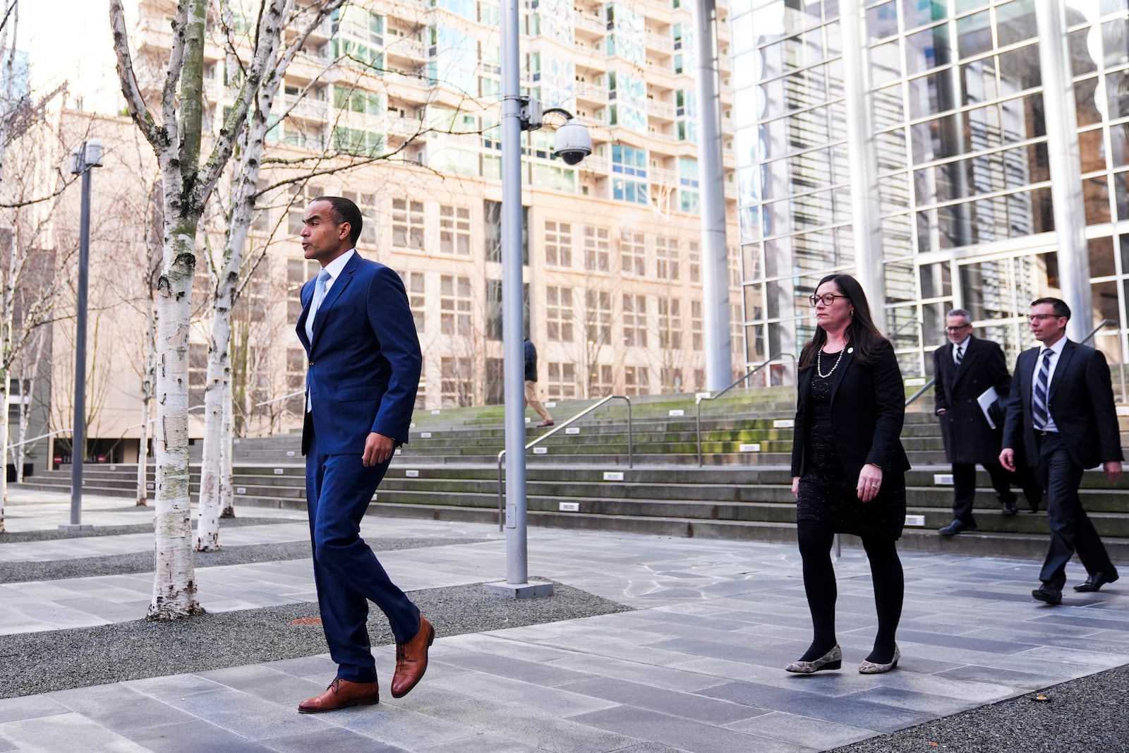 Washington Attorney General Nick Brown arrives for a press availability after a federal judge temporarily blocked President Donald Trump's executive order aimed at ending birthright citizenship in a case brought by the states of Washington, Arizona, Illinois and Oregon, on Thursday, Jan. 23, 2025, in Seattle. (AP Photo/Lindsey Wasson)