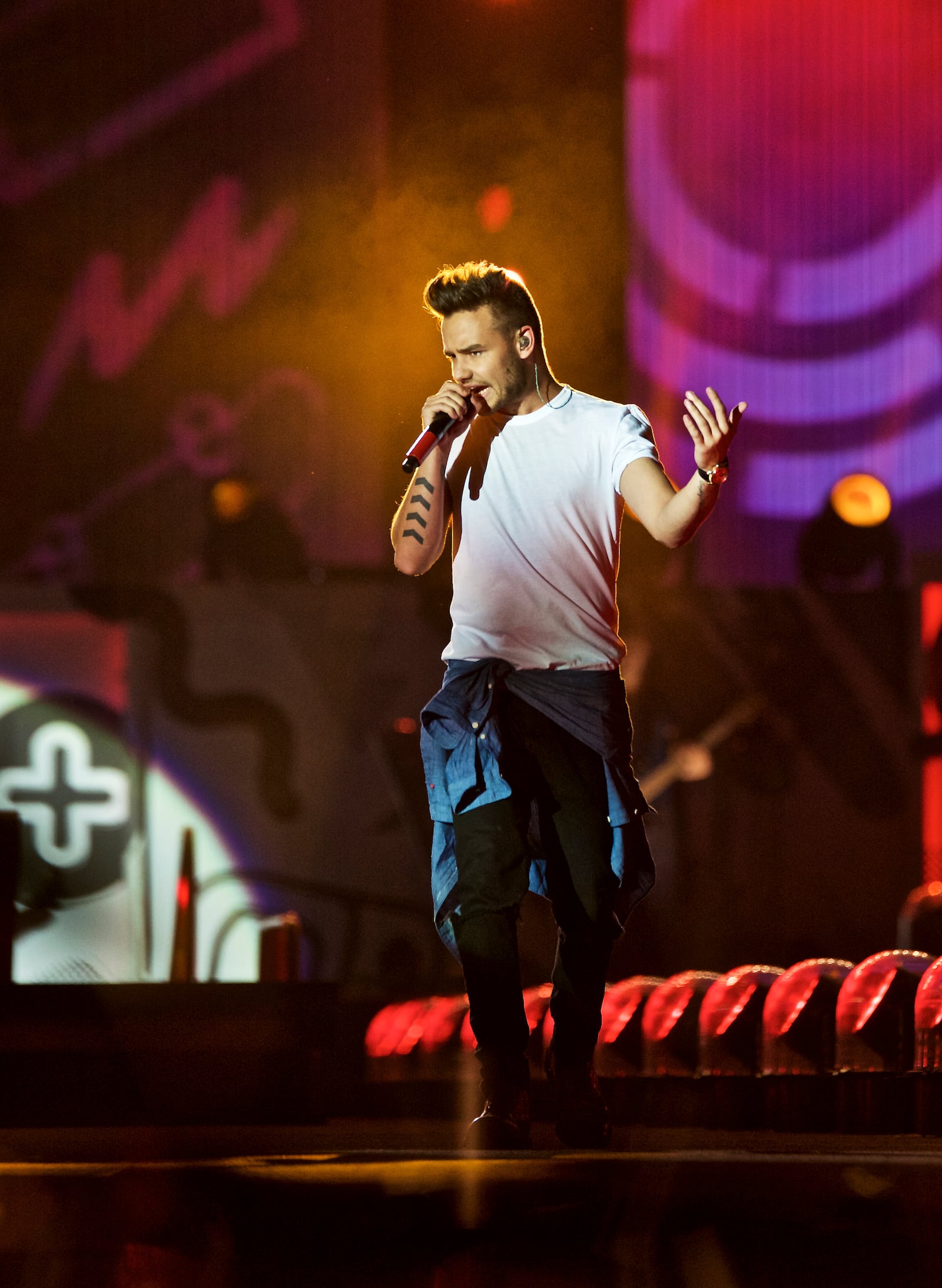 FILE - Liam Payne of One Direction (1D) performs in concert at MetLife stadium Wednesday, Aug. 5, 2015, in East Rutherford, N.J. (Photo by Robert Altman/Invision/AP, File)