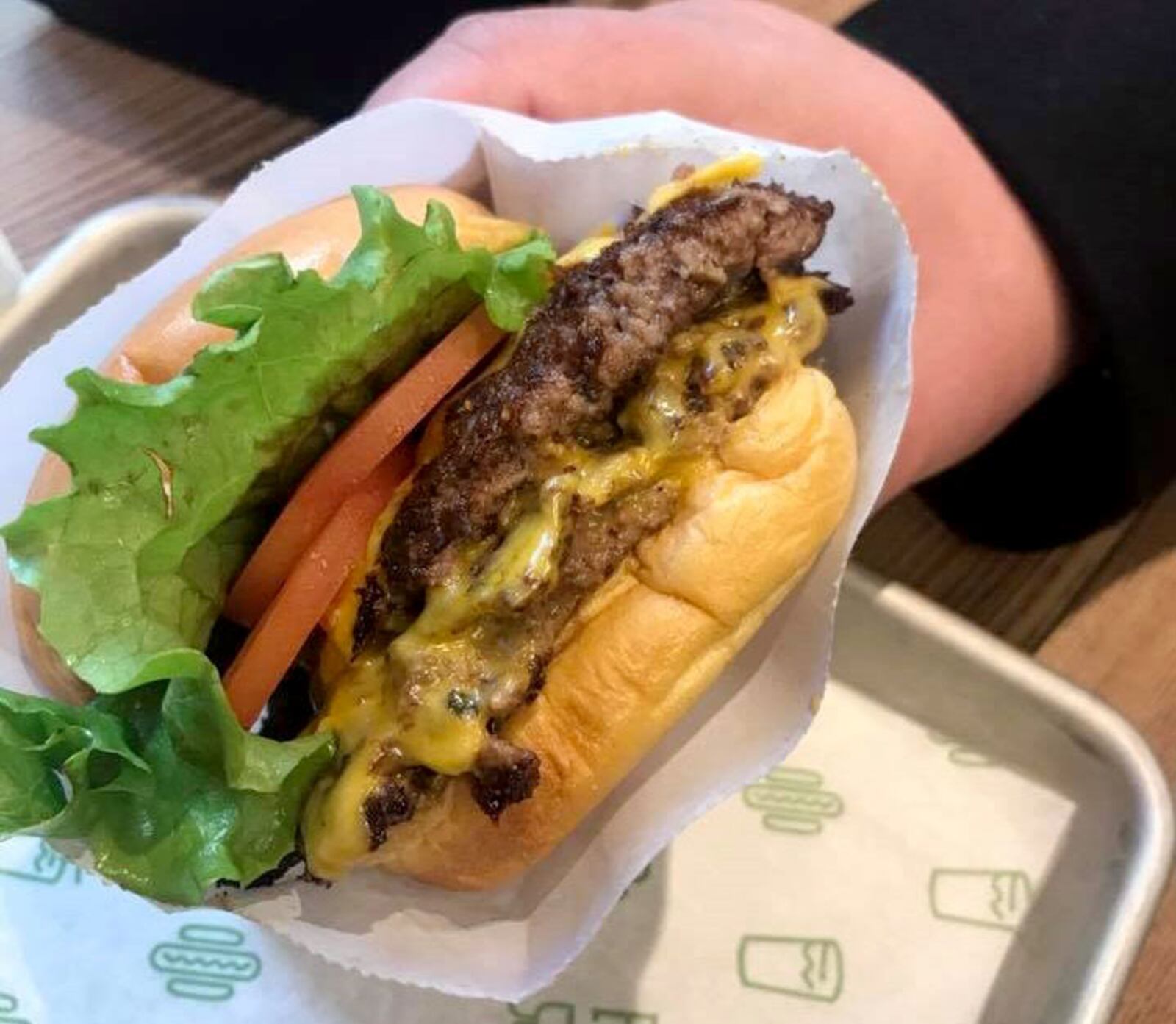 Shake Shack burger taken in New York in 2017. Photo by Amelia Robinson