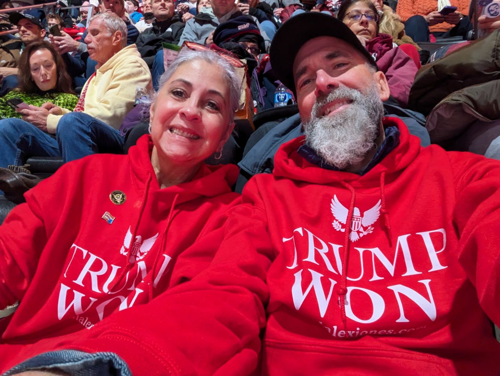 Laura Rosenberger, who represents Clark, Clinton and Greene counties as State Central Committee Woman, District 10, and is the executive chairman of the Clark County Republican Party, views the inauguration of Donald Trump and JD Vance with her husband, Andy, at Capitol One Arena in Washington, D.C., Sunday, Jan. 19, 2025. CONTRIBUTED