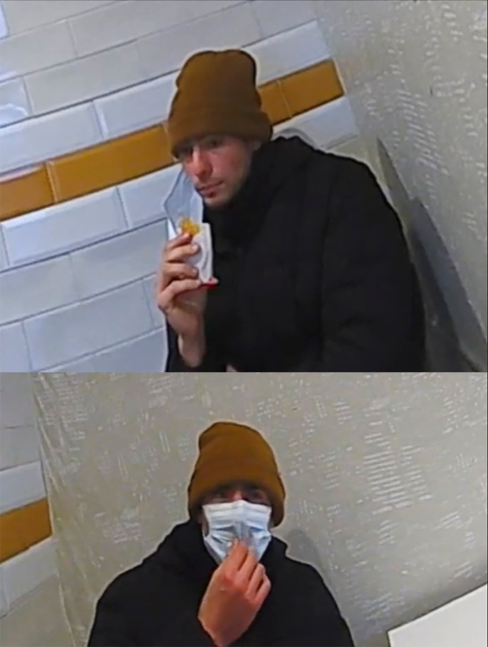 This combo image release by Pennsylvania State Police shows Luigi Mangione, a suspect in the fatal shooting of UnitedHealthcare CEO Brian Thompson, at a McDonald's in Altoona, Pa., Monday, Dec. 9, 2024. (Pennsylvania State Police via AP)