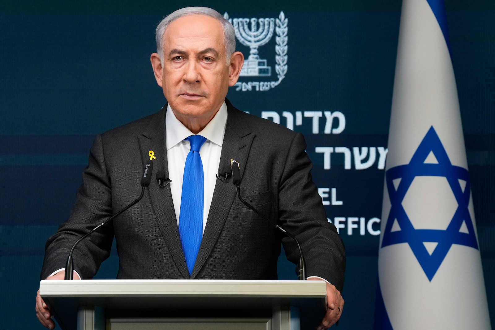 FILE - Israeli Prime Minister Benjamin Netanyahu speaks during a news conference in Jerusalem, Sept. 2, 2024. (AP Photo/Ohad Zwigenberg, File)