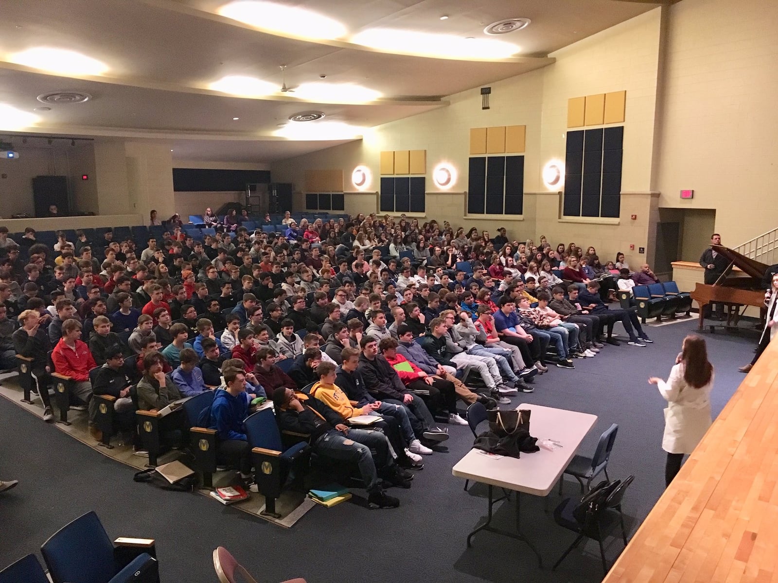 Monroe Senior and Junior High students got some tough talk and warnings Monday about punishment for vaping on school grounds during an informational assembly in the Butler County school. The school is the latest among a growing number locally who are conducting anti-vaping events in trying to curtail the nicotine addiction epidemic.