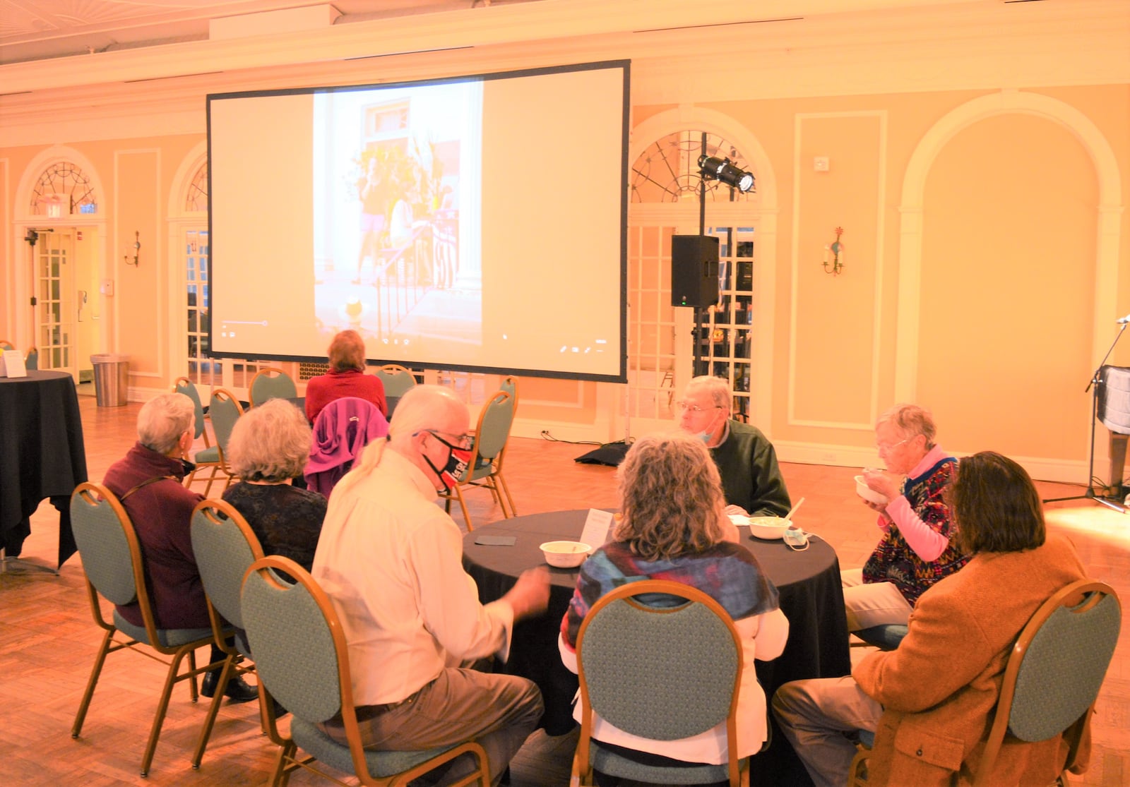 The Ballroom of the Oxford Community Arts Center provided a place to enjoy some food and companionship with the slide show highlighting many of the programs offered there. The formal celebration program was held there a few minutes later. CONTRIBUTED/BOB RATTERMAN