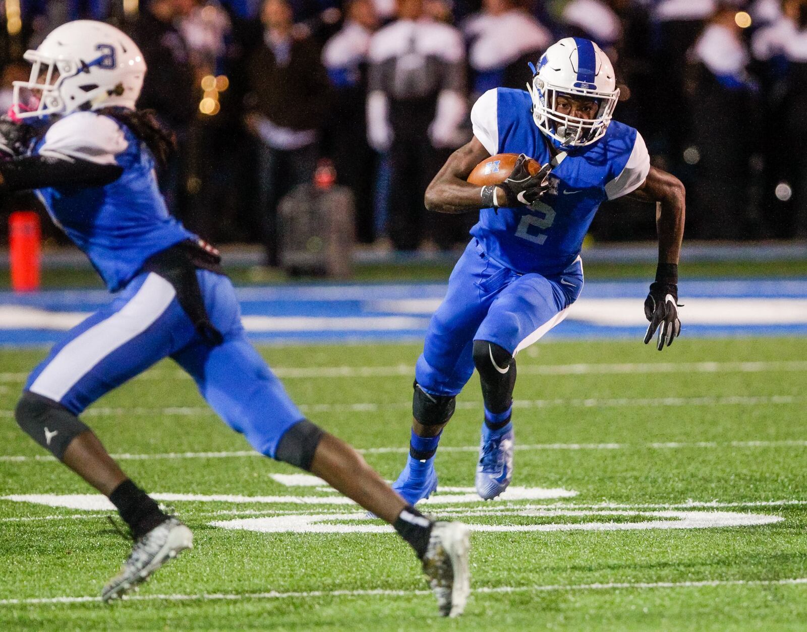 Hamilton’s Kaleb Johnson carries the ball during their football game against Sycamore Friday, Oct. 25, 2019 at Virgil Schwarm Stadium at Hamilton High School in Hamilton. Hamilton won 14-7. NICK GRAHAM/STAFF