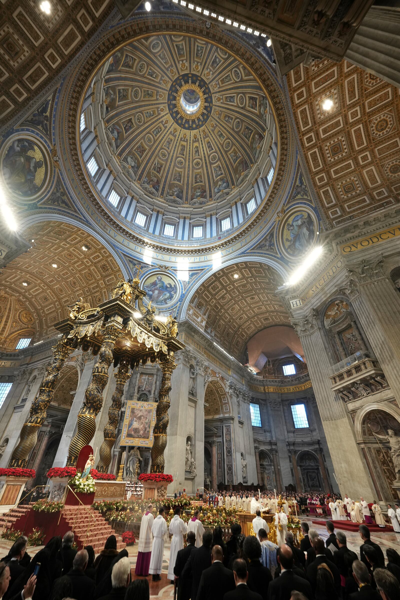 Pope Francis presides over a mass in St. Peter's Basilica at The Vatican on New Year's Day, Wednesday, Jan. 1, 2025. (AP Photo/Andrew Medichini)