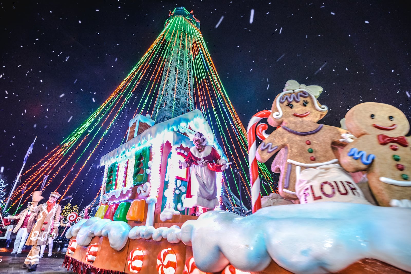 Kings Island WinterFest 2022 has 20 rides open, just as many live entertainment shows, crafts for kids, a sledding hill, ice skating and more. The Eiffel Tower is lit as a giant Christmas tree and there is a nightly holiday parade. WinterFest is open on select nights through the end of December. PHOTOS: KINGS ISLAND/CONTRIBUTED