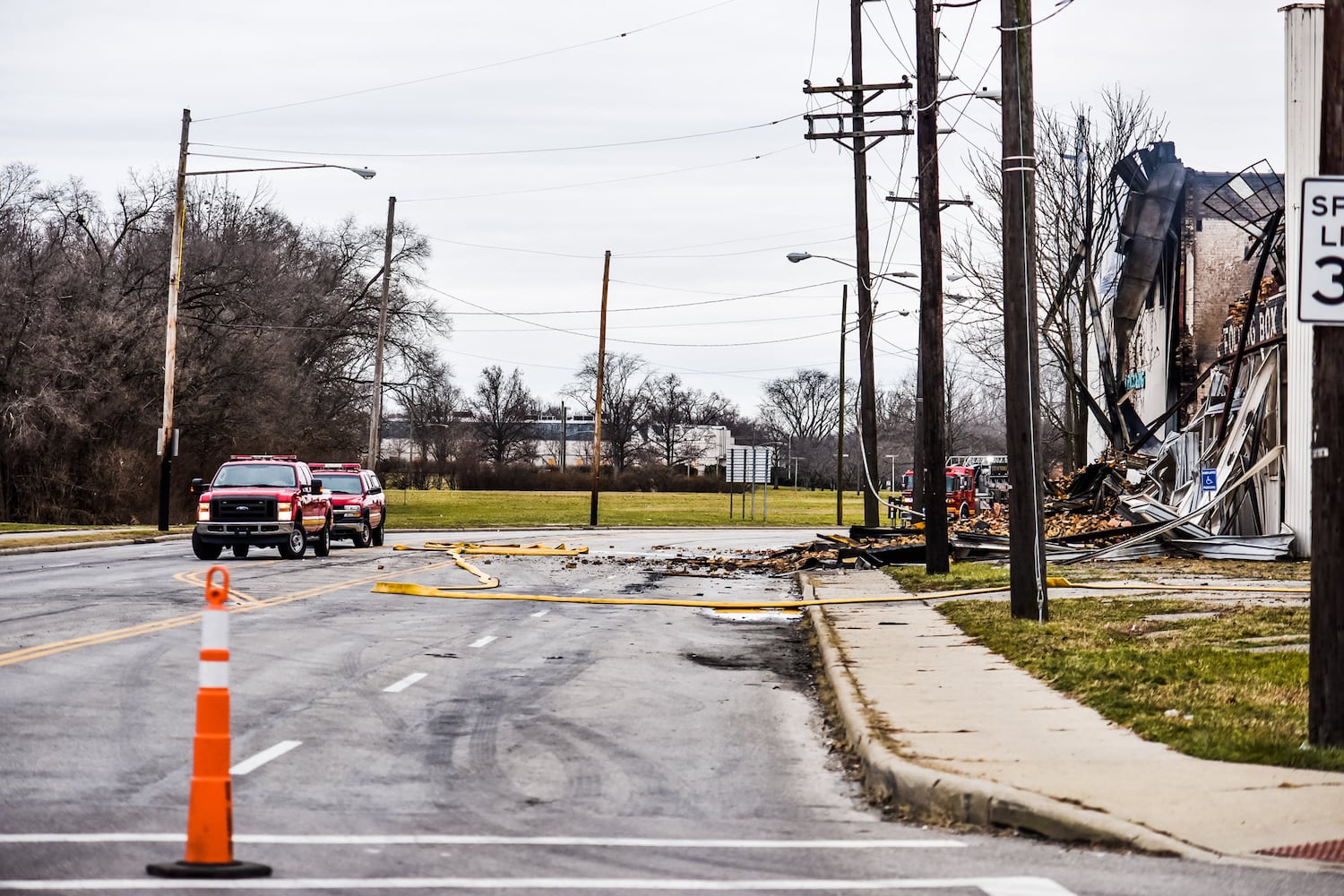 Aftermath of vacant warehouse fire in Middletown