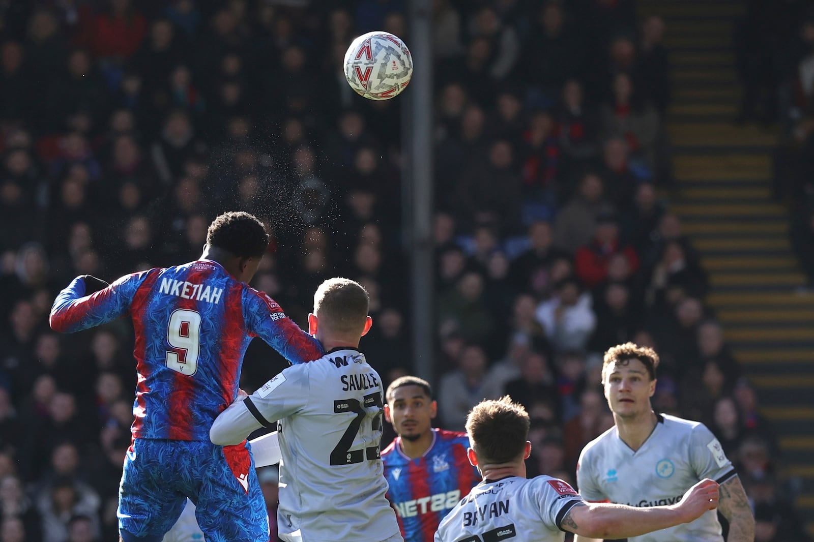 Crystal Palace's Eddie Nketiah scores his side's third goal during the English FA Cup soccer match between Crystal Palace and Millwall at Selhurst Park, London, England, Saturday, March 1, 2025. (AP Photo/Ian Walton)