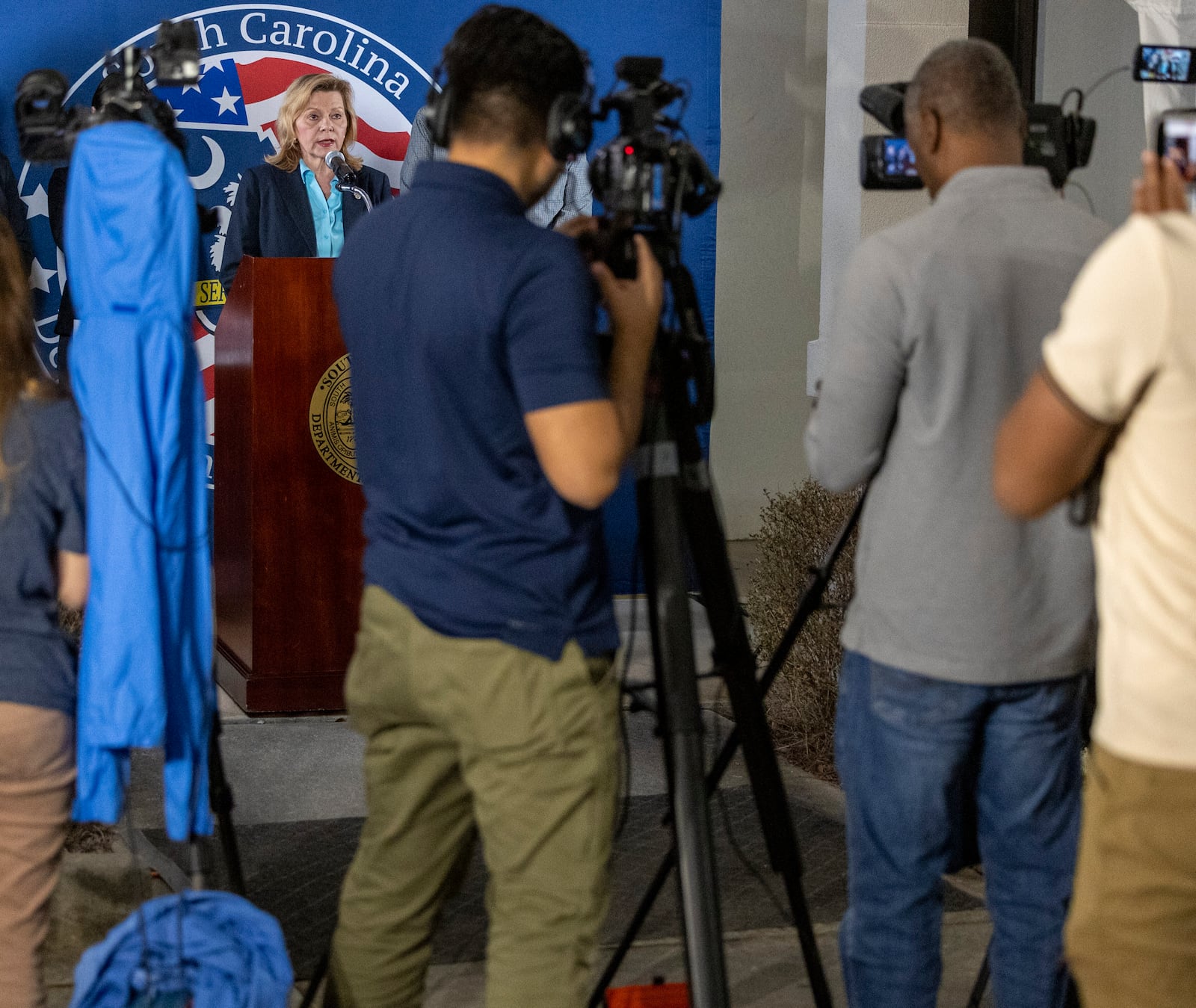 Spokeswoman Chrysti Shain speaks at a news conference after the execution of Marion Bowman Jr. on Friday, Jan. 31, 2025, in Columbia, S.C. (Robert Scheer/Post and Courier via AP)