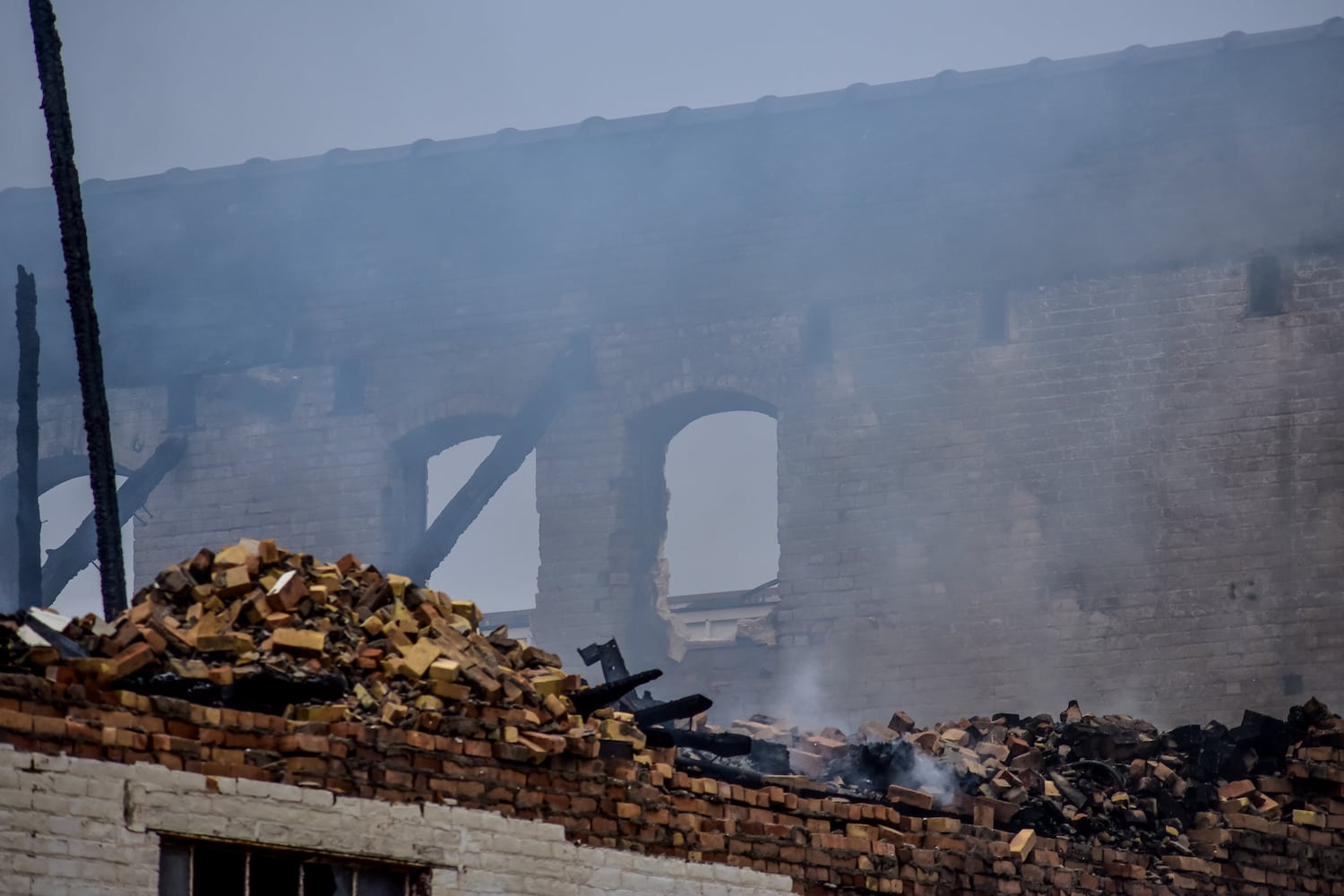 Aftermath of vacant warehouse fire in Middletown