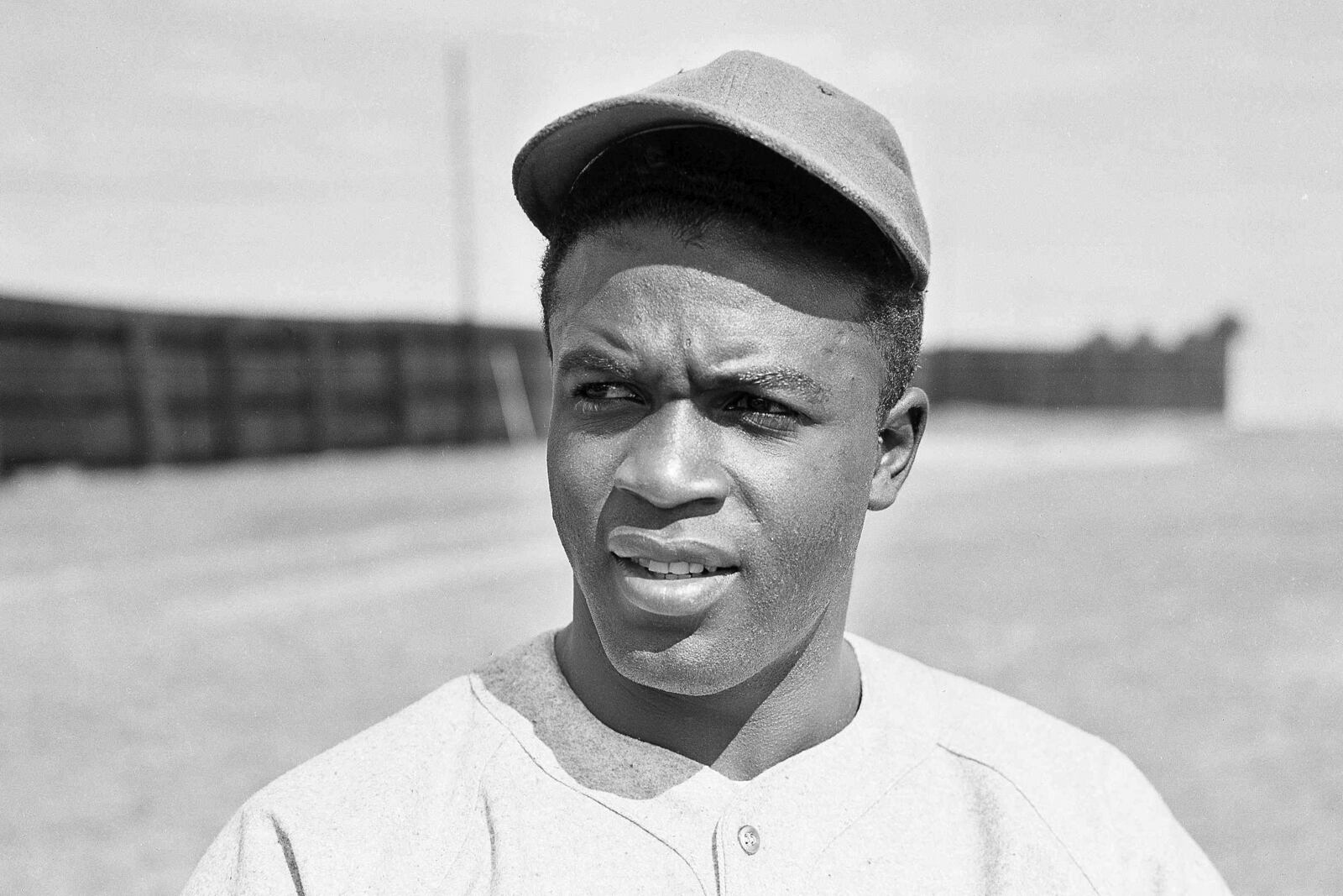 FILE - Baseball Player Jackie Robinson with the Montreal Royals club at Sanford, Fla., March 4, 1946. (AP Photo/Bill Chaplis, File)