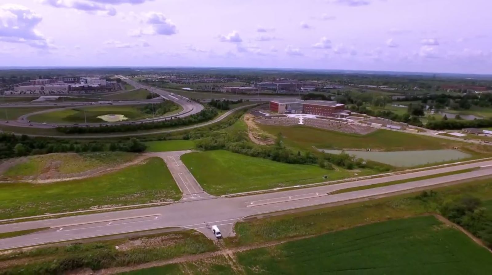 A still-frame shot from a Liberty Twp. promotional video shows the area around Cox Road that the township has been promoting for development, including business, retail, medical and residential.