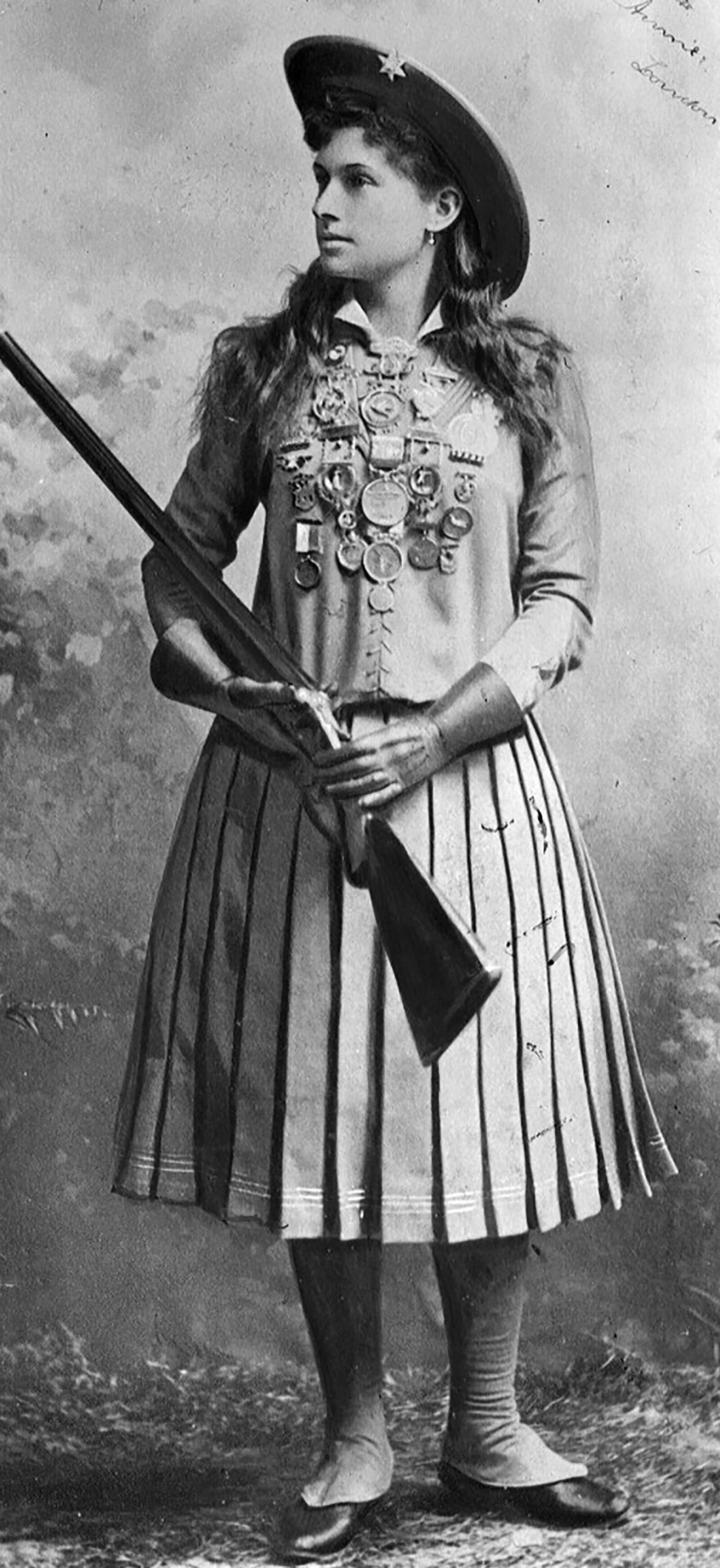 Annie Oakley, known as “Little Miss Sure Shot,” was born in Darke County north of Greenville. She and her husband, Frank Butler, a professional exhibition shooter, traveled the world with Buffalo Bill’s Wild West Show. PHOTO COURTESY OF THE NATIONAL ANNIE OAKLEY CENTER AT THE GARST MUSEUM