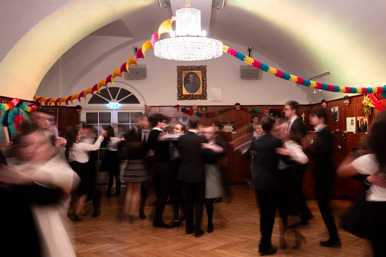 Young people learn to dance waltz during a rehearsal in the Elmayer Dance School in Vienna, Austria, Sunday, Febr 23, 2025. (AP Photo/Denes Erdos)