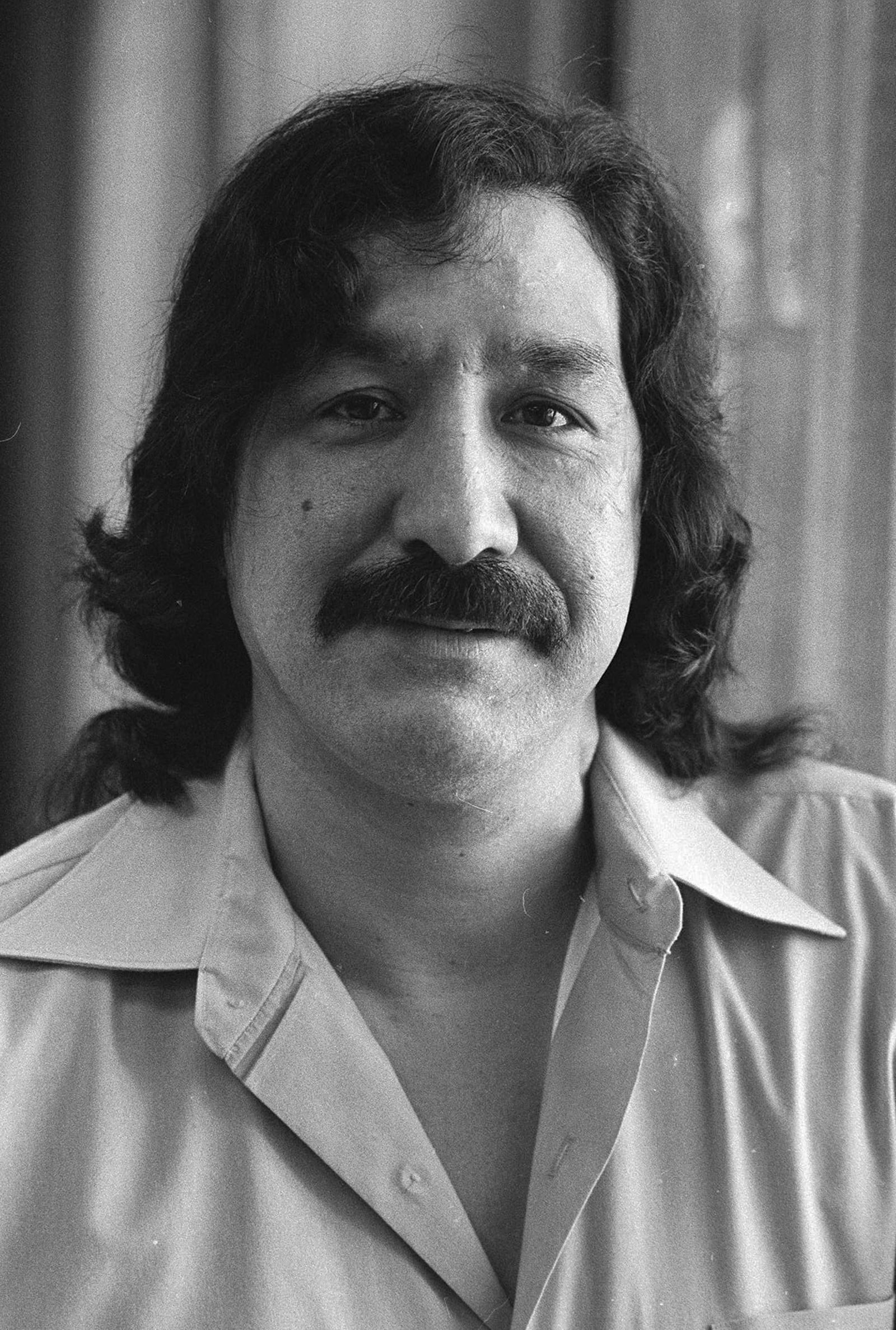 FILE - Native American activist Leonard Peltier sits for a portrait in prison in February 1986. (AP Photo/Cliff Schiappa, File)